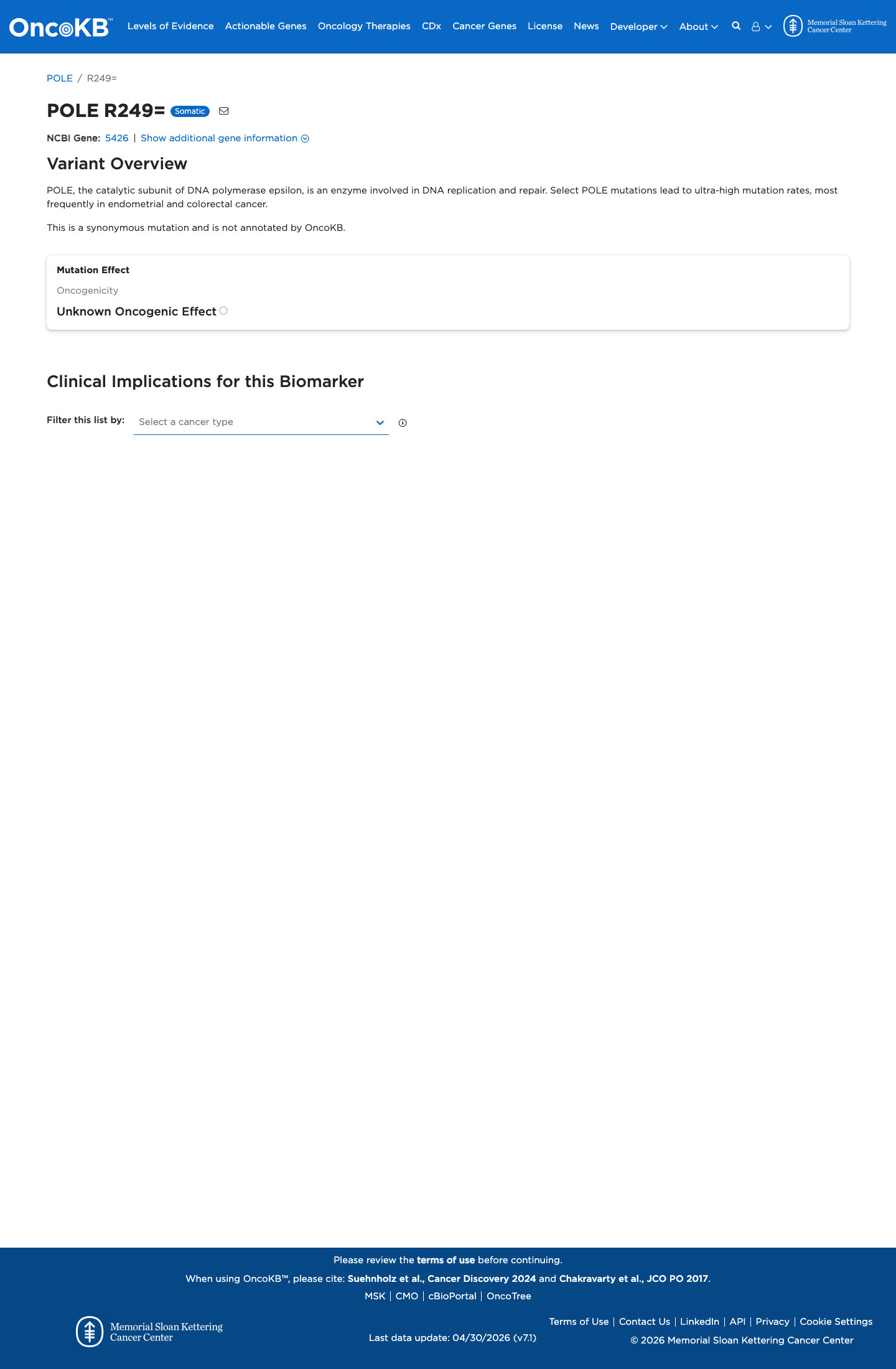 Functional / OncoKB screenshot