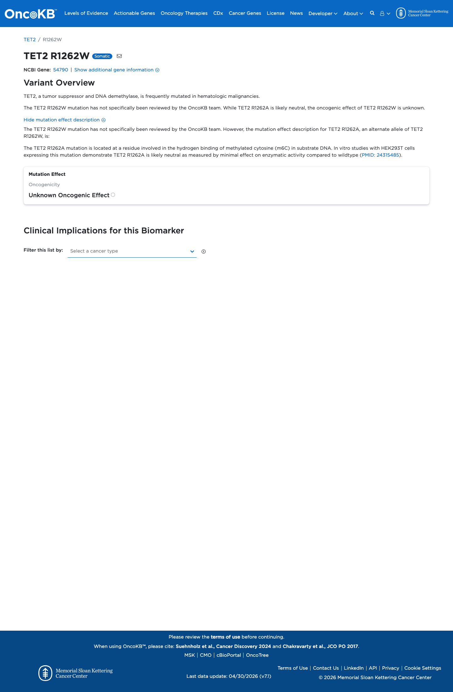 Functional / OncoKB screenshot
