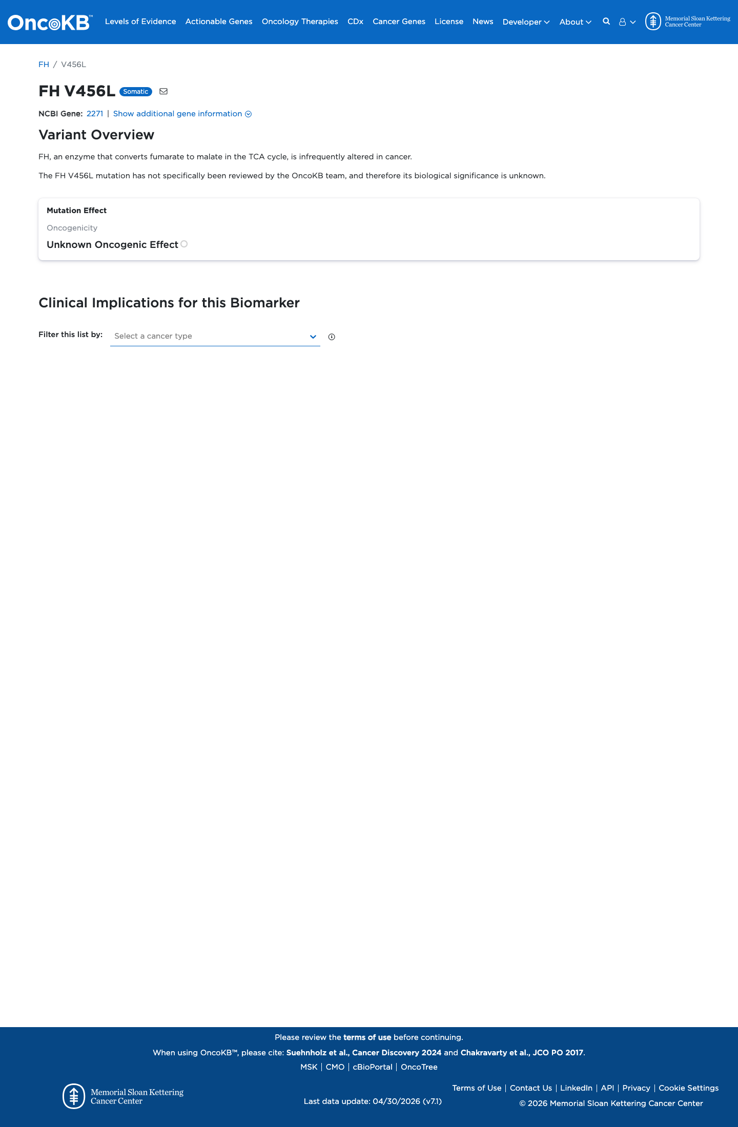 Functional / OncoKB screenshot