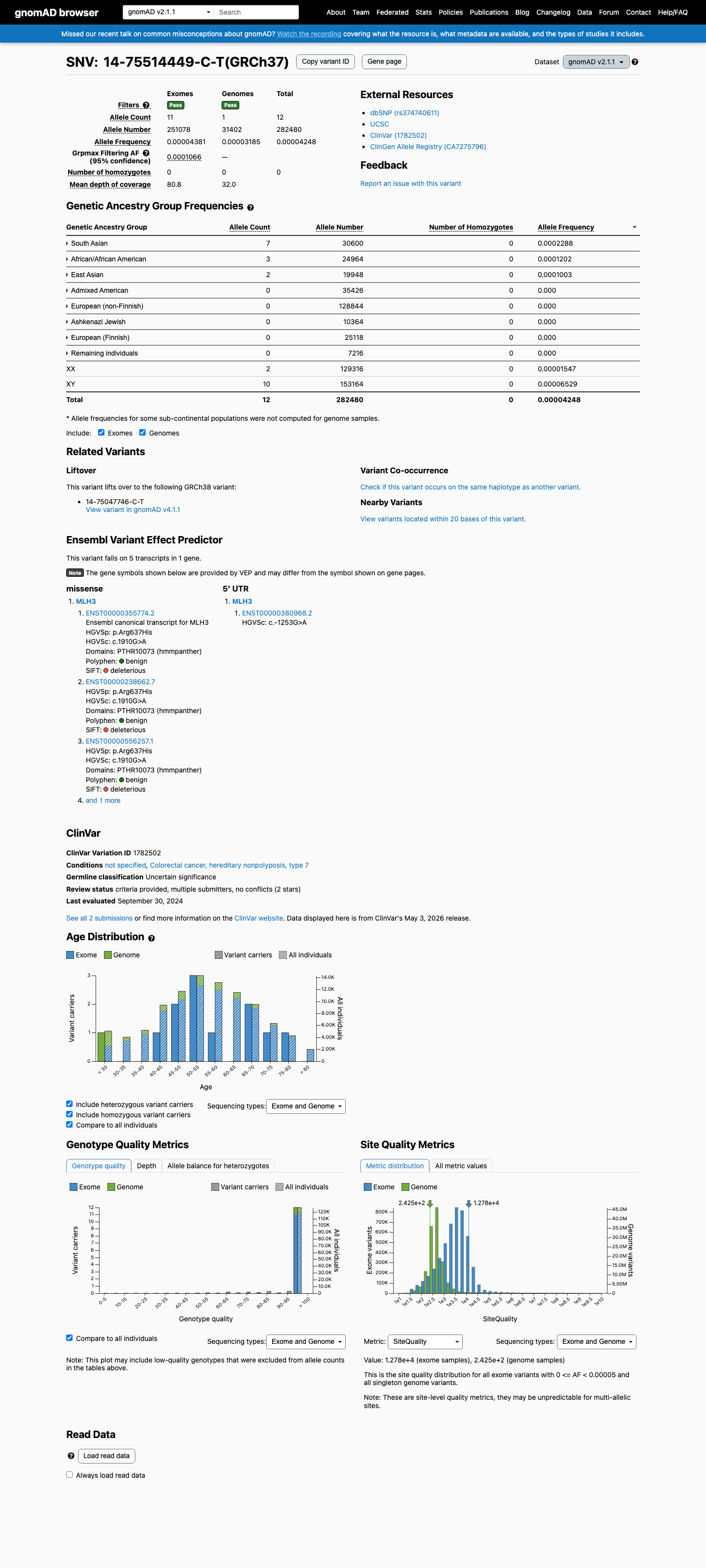 gnomAD v2.1 evidence