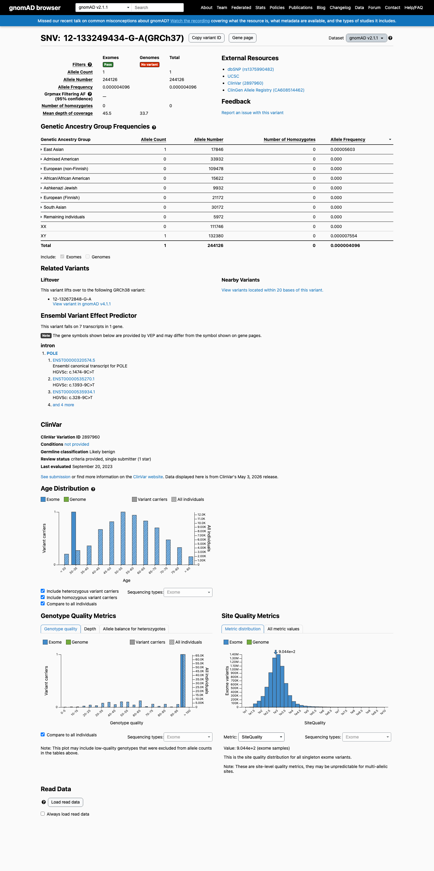 gnomAD v2.1 evidence