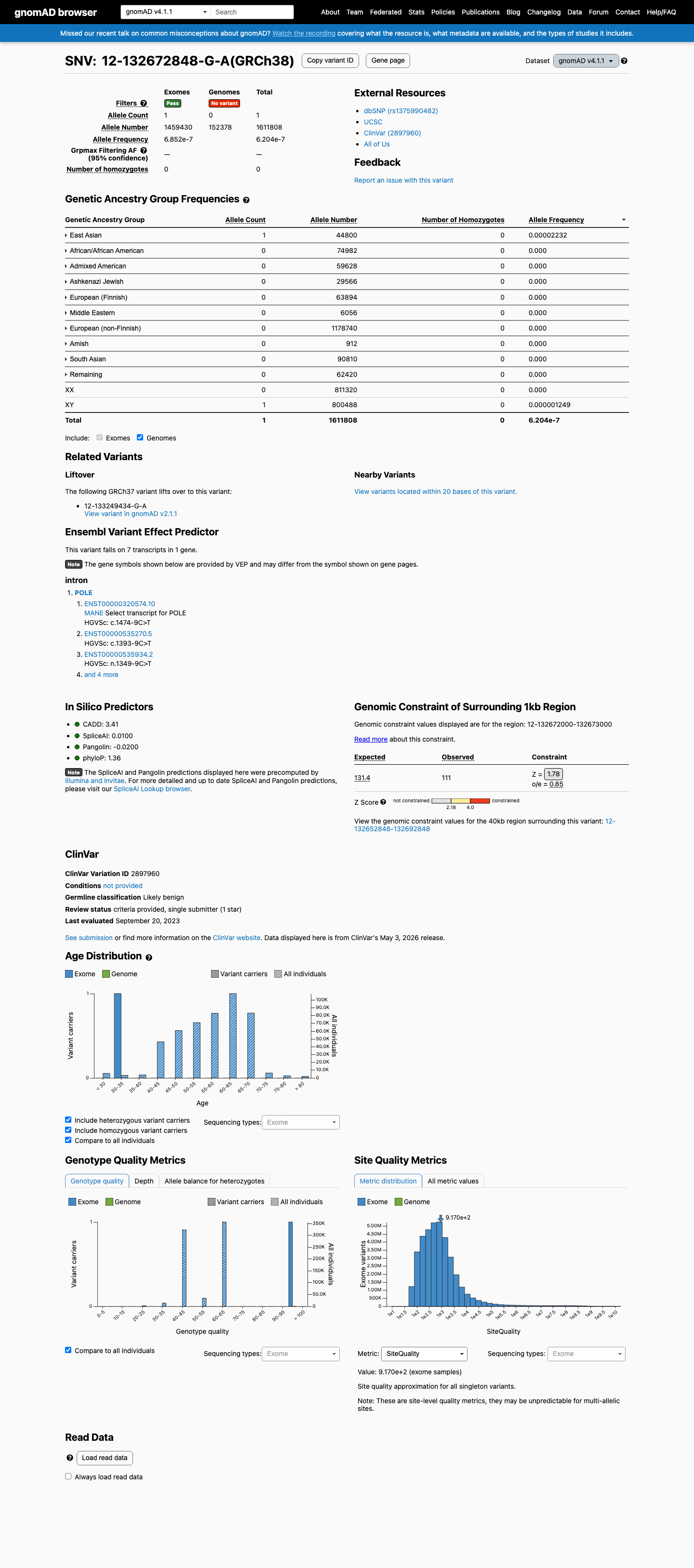 gnomAD v4.1 evidence