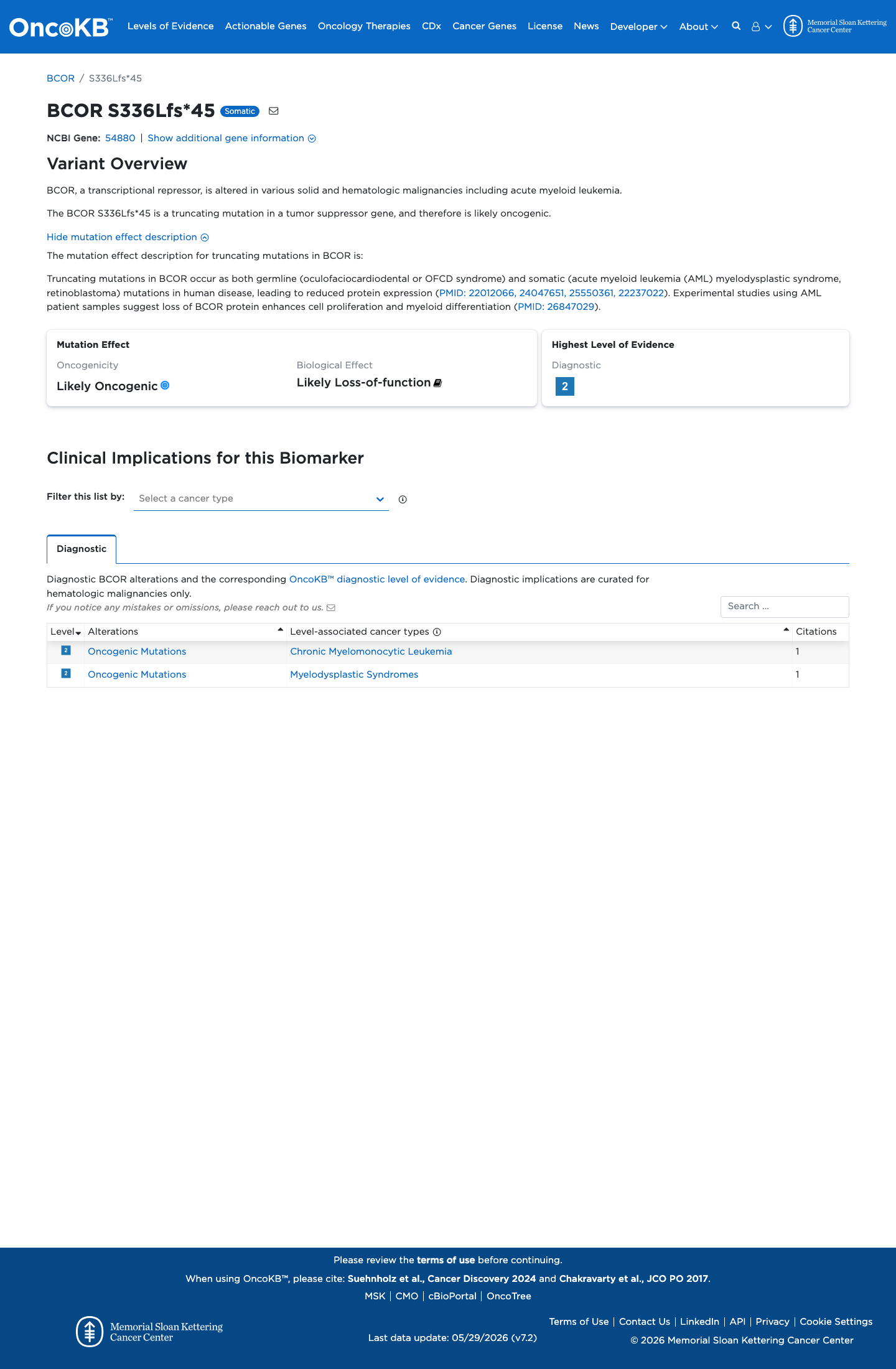 Functional / OncoKB screenshot