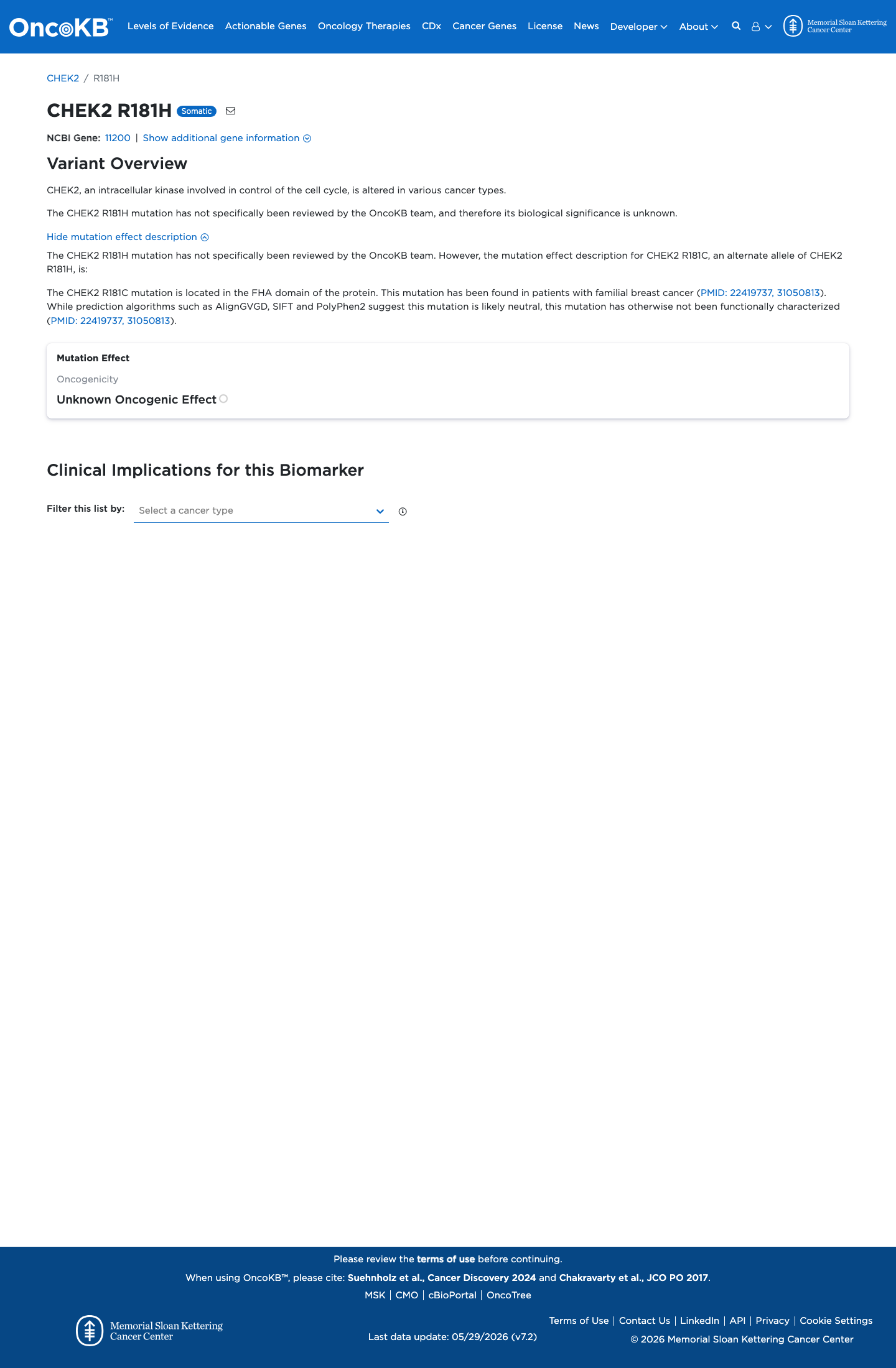 Functional / OncoKB screenshot