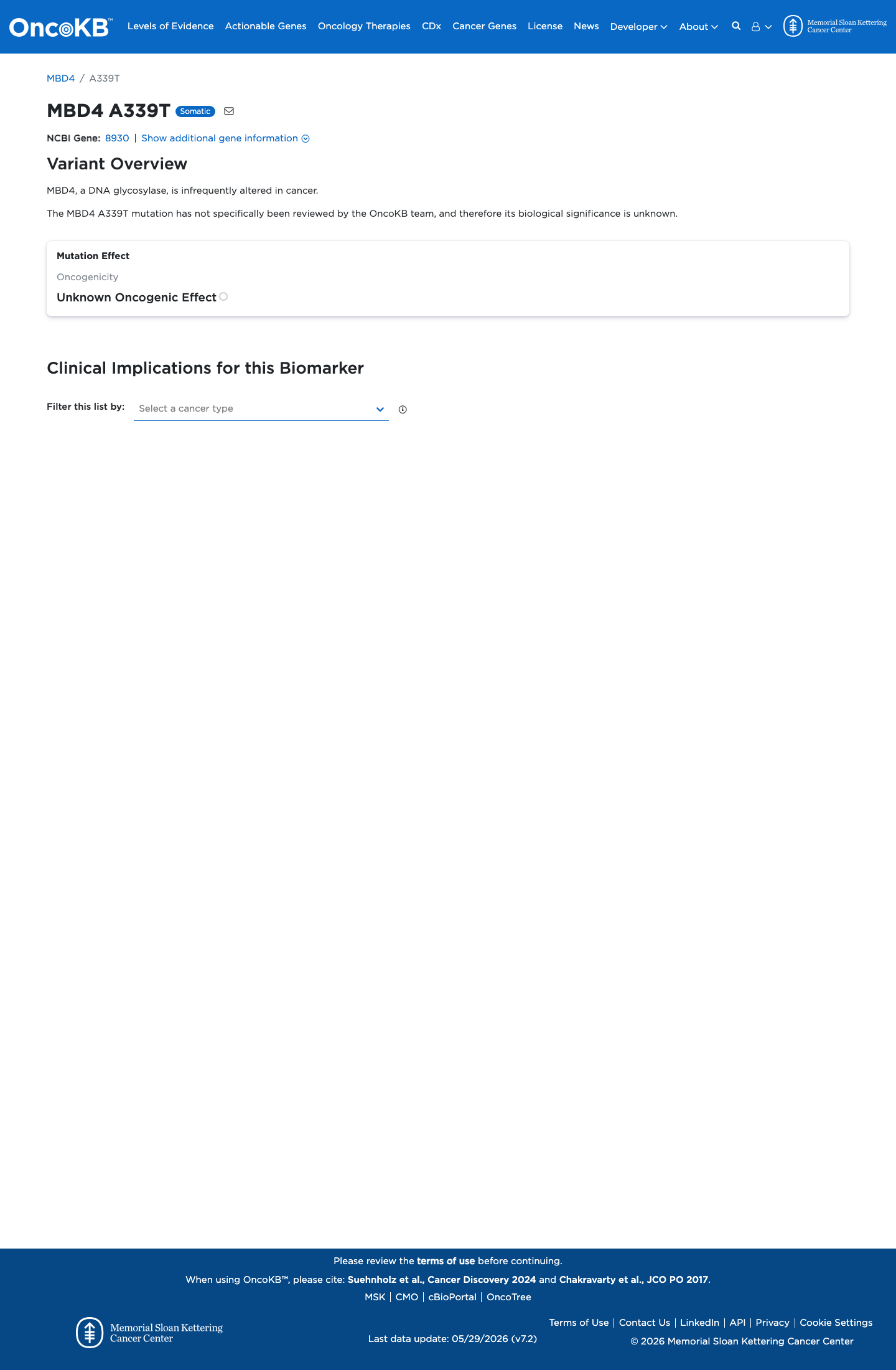 Functional / OncoKB screenshot