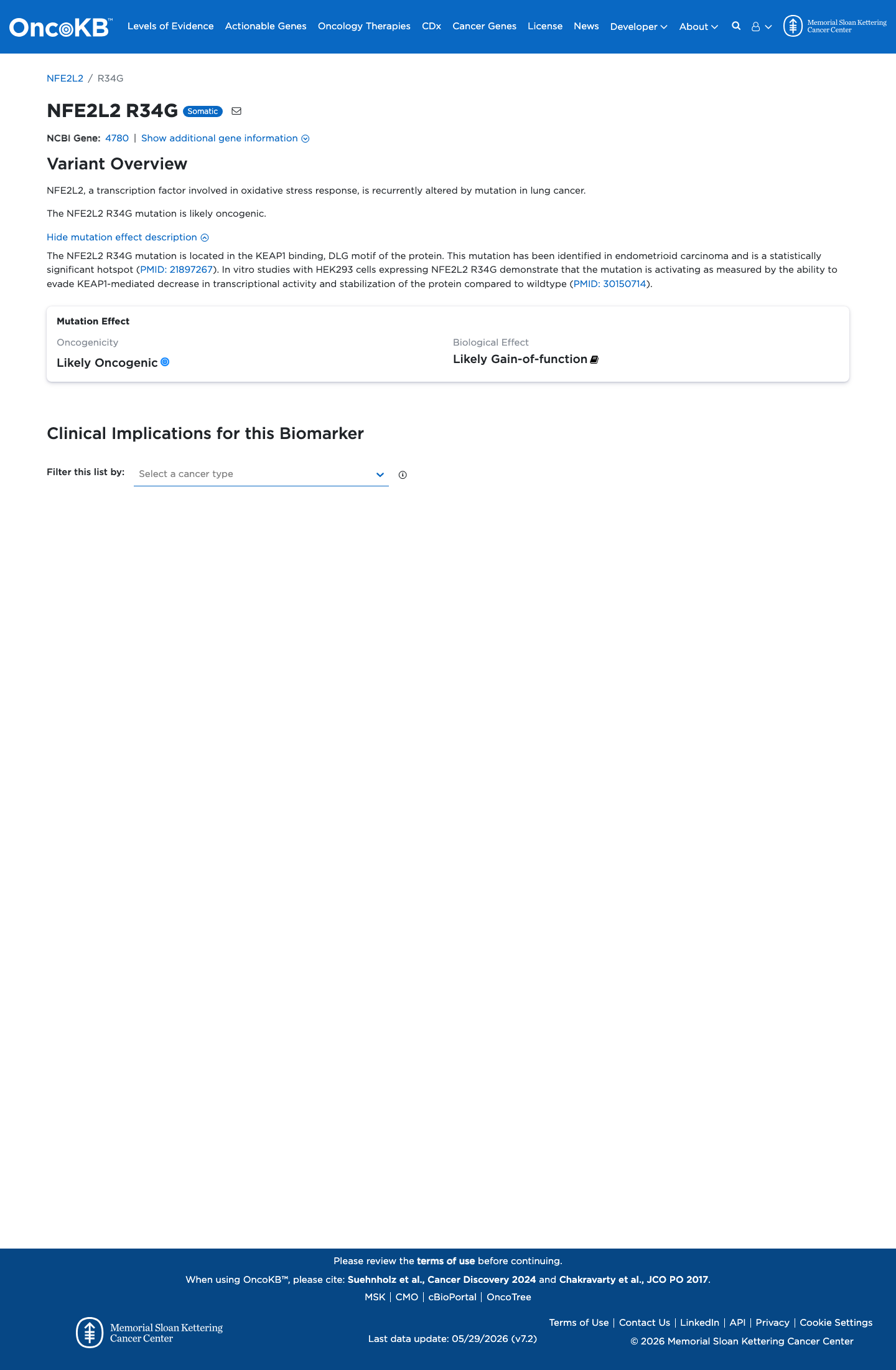 Functional / OncoKB screenshot