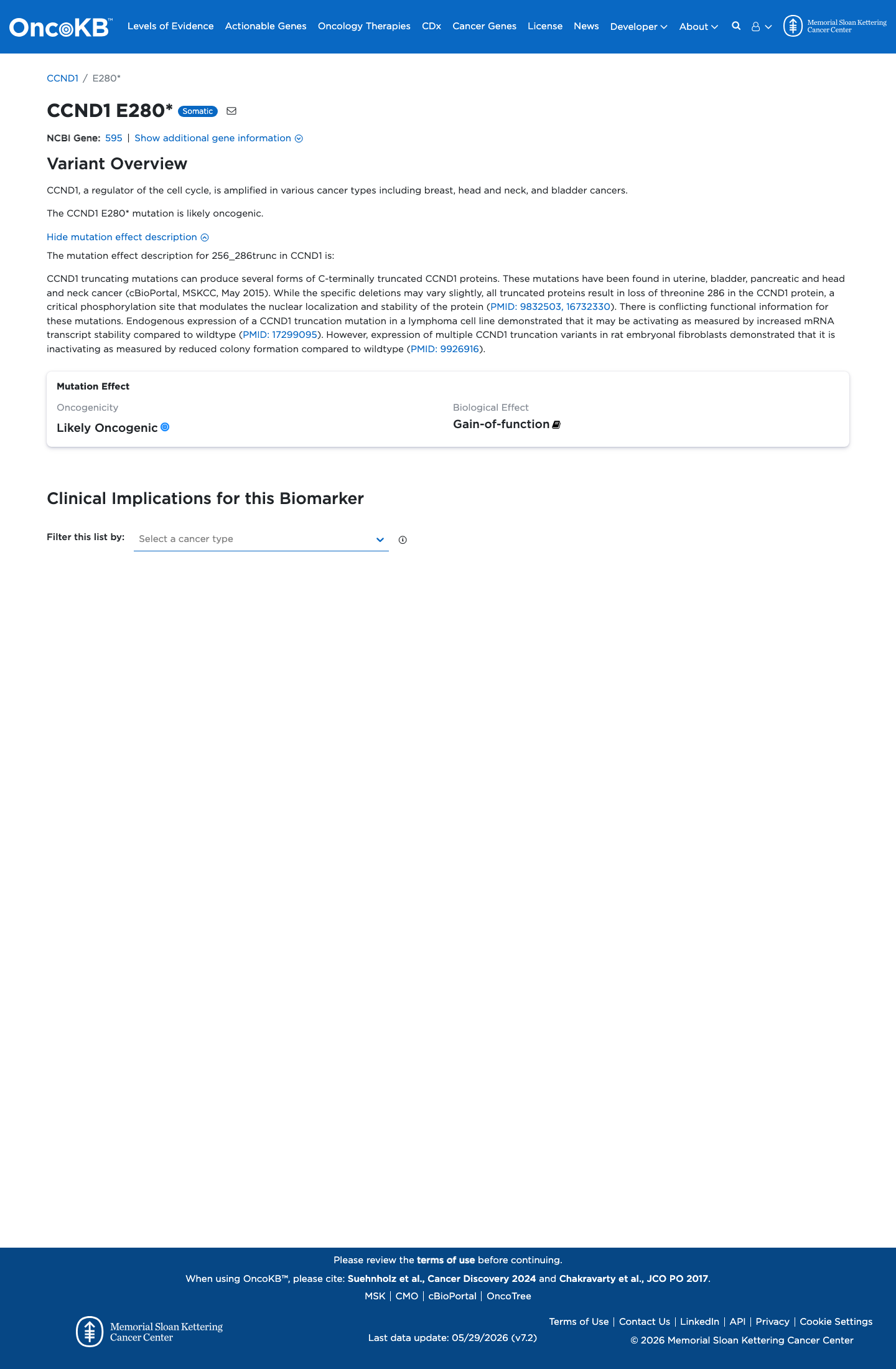 Functional / OncoKB screenshot