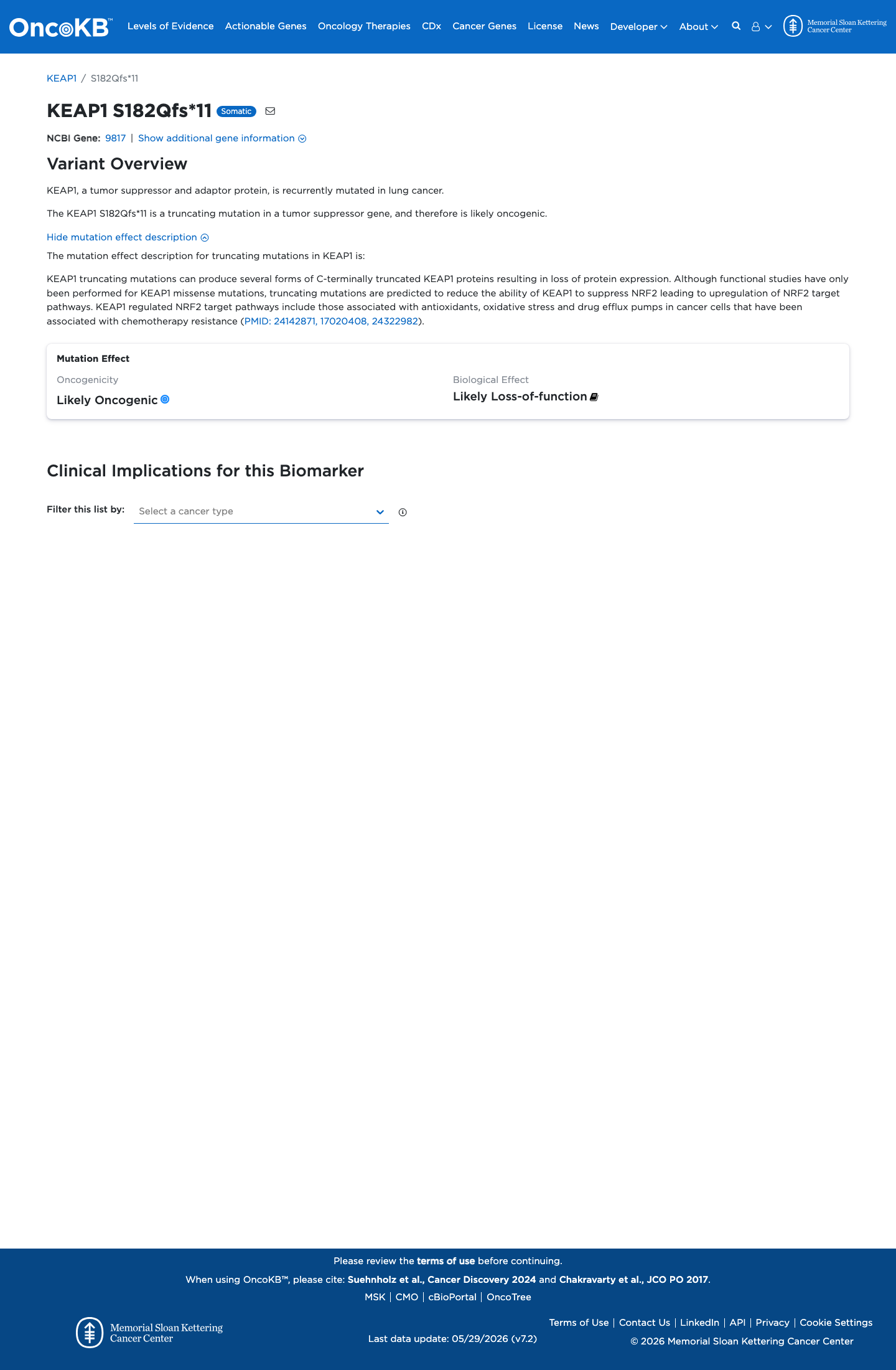 Functional / OncoKB screenshot
