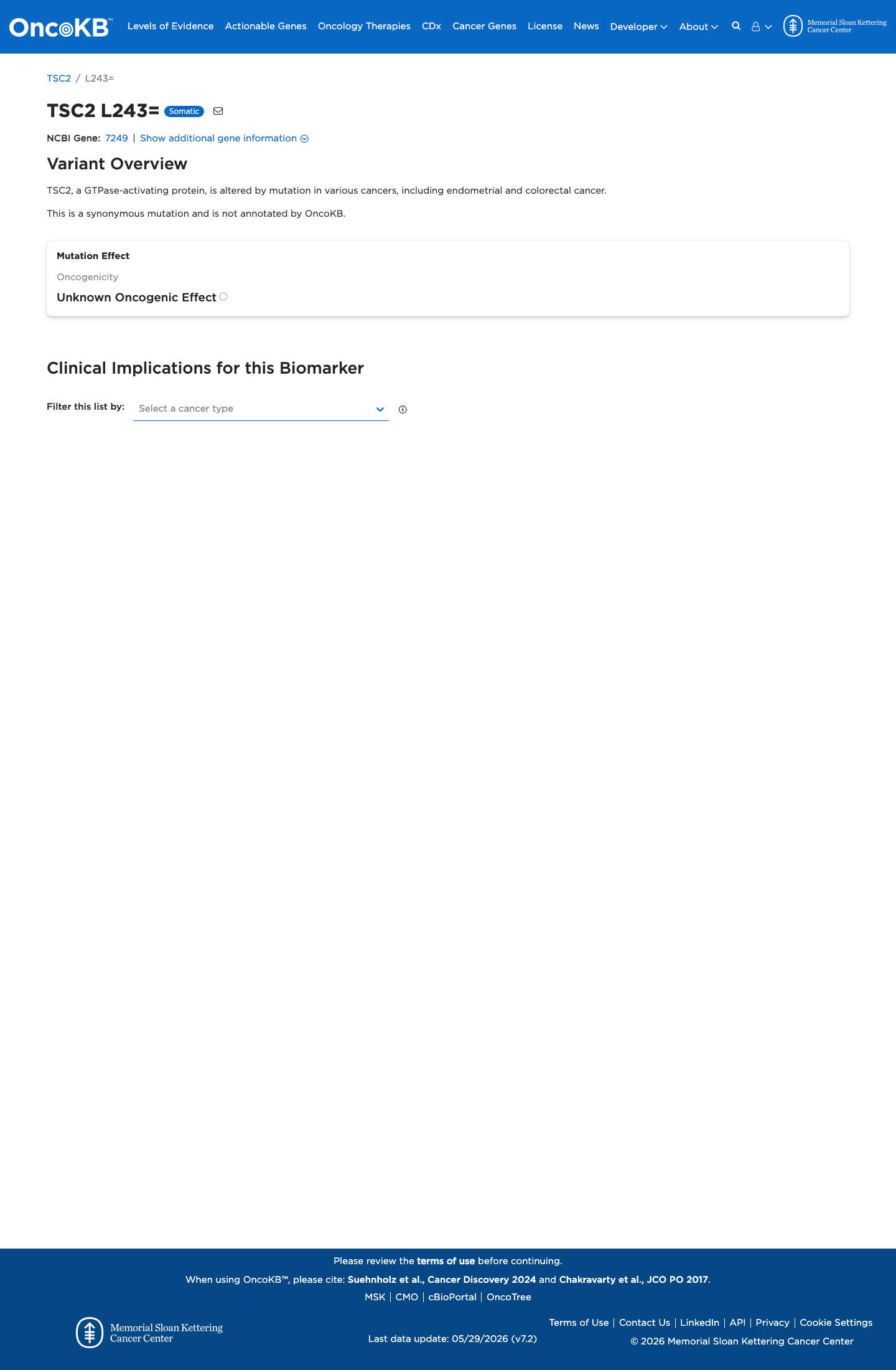 Functional / OncoKB screenshot