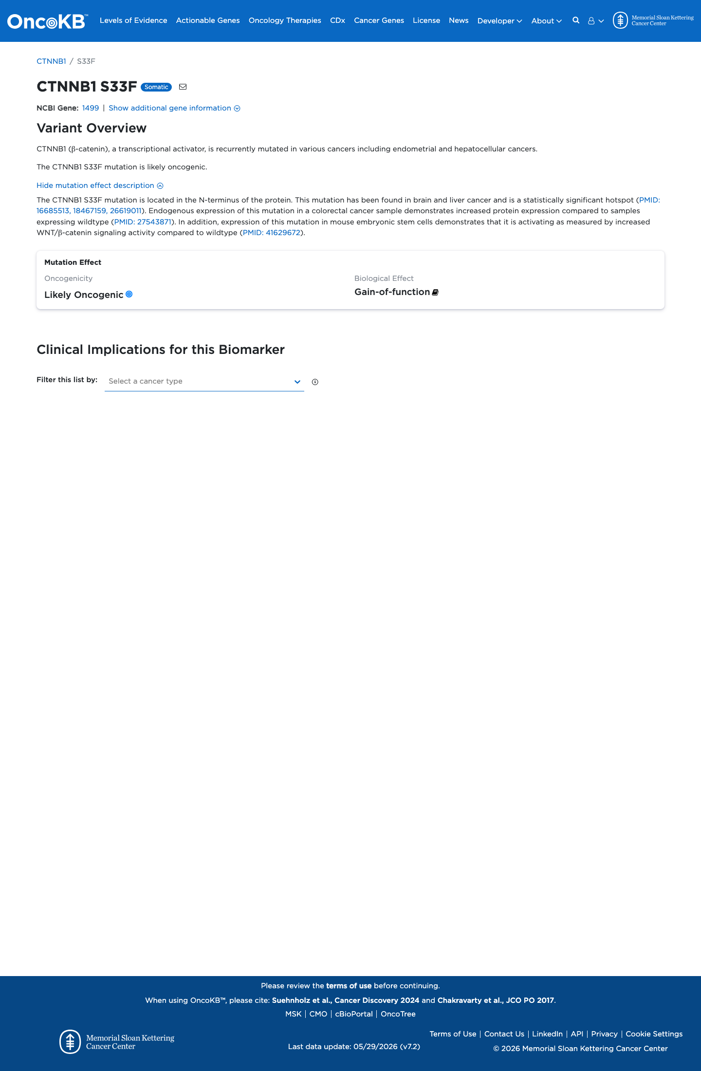 Functional / OncoKB screenshot