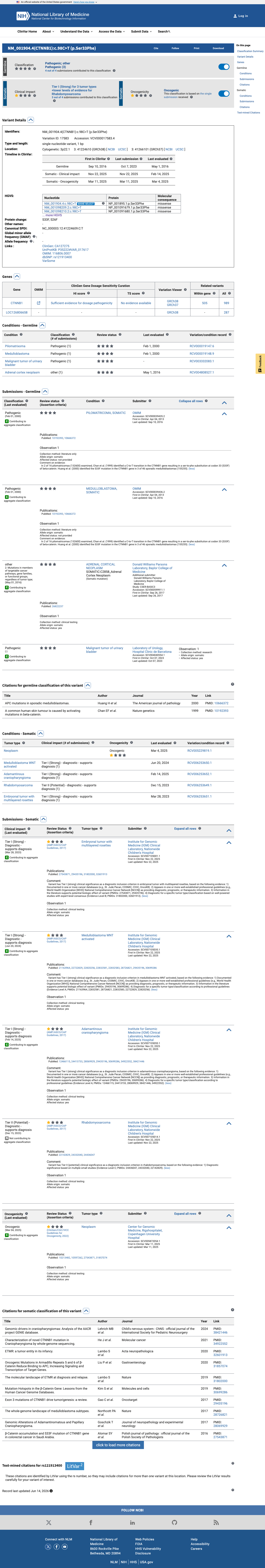 ClinVar screenshot