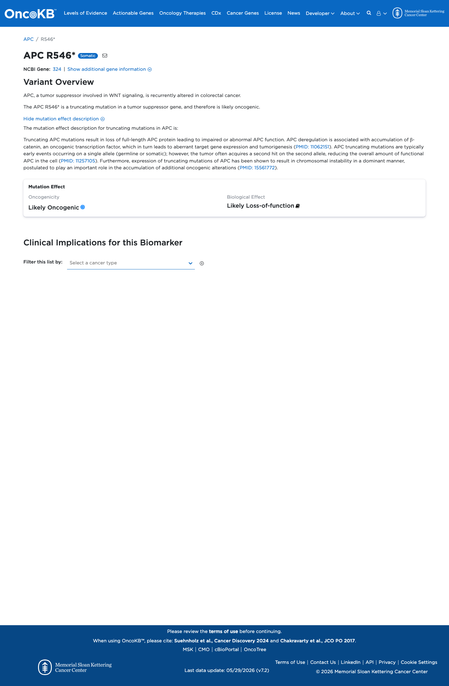 Functional / OncoKB screenshot