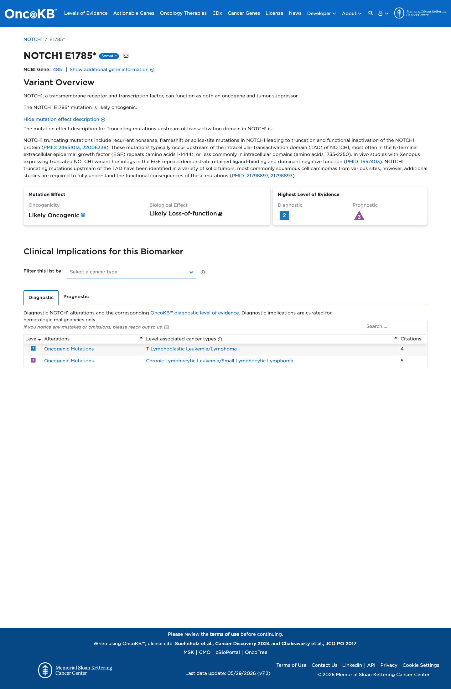 Functional / OncoKB screenshot