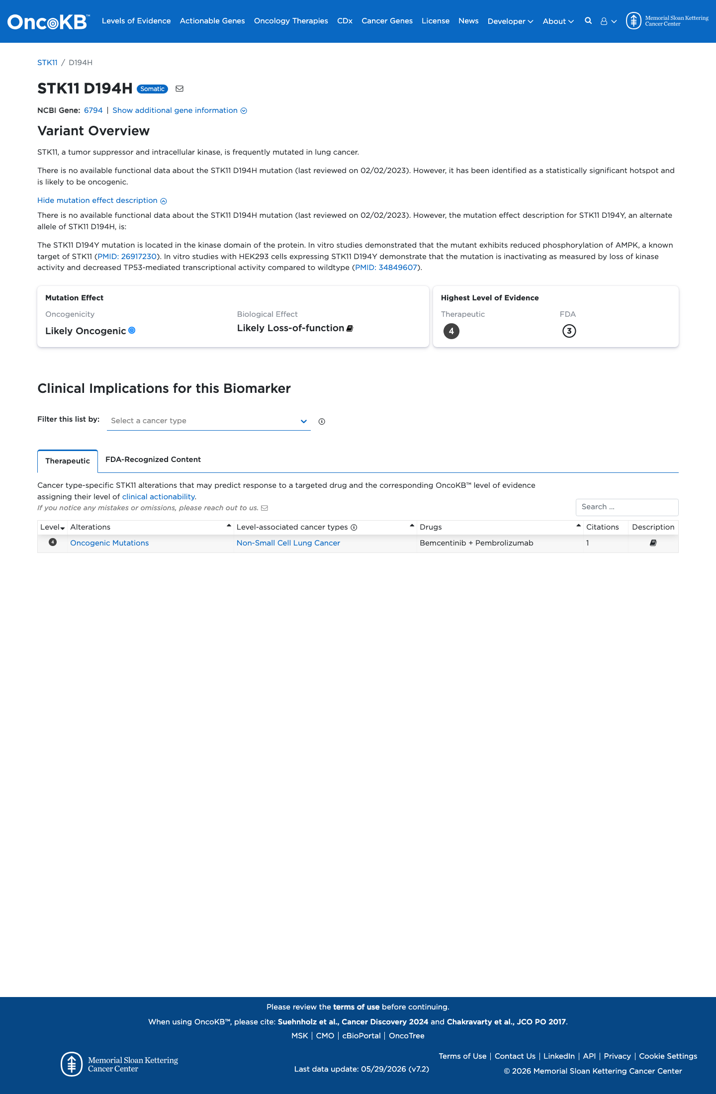 Functional / OncoKB screenshot