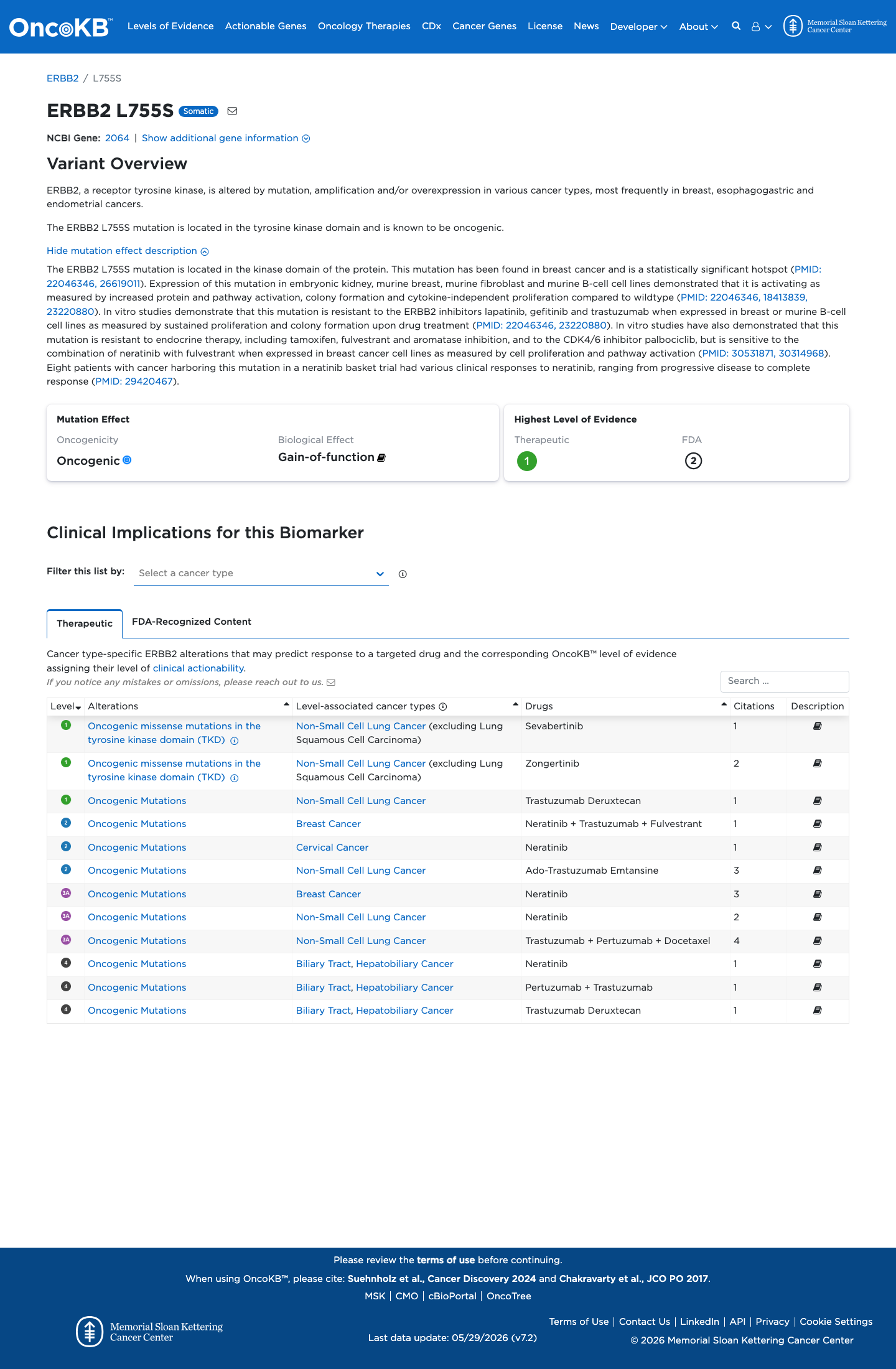 Functional / OncoKB screenshot