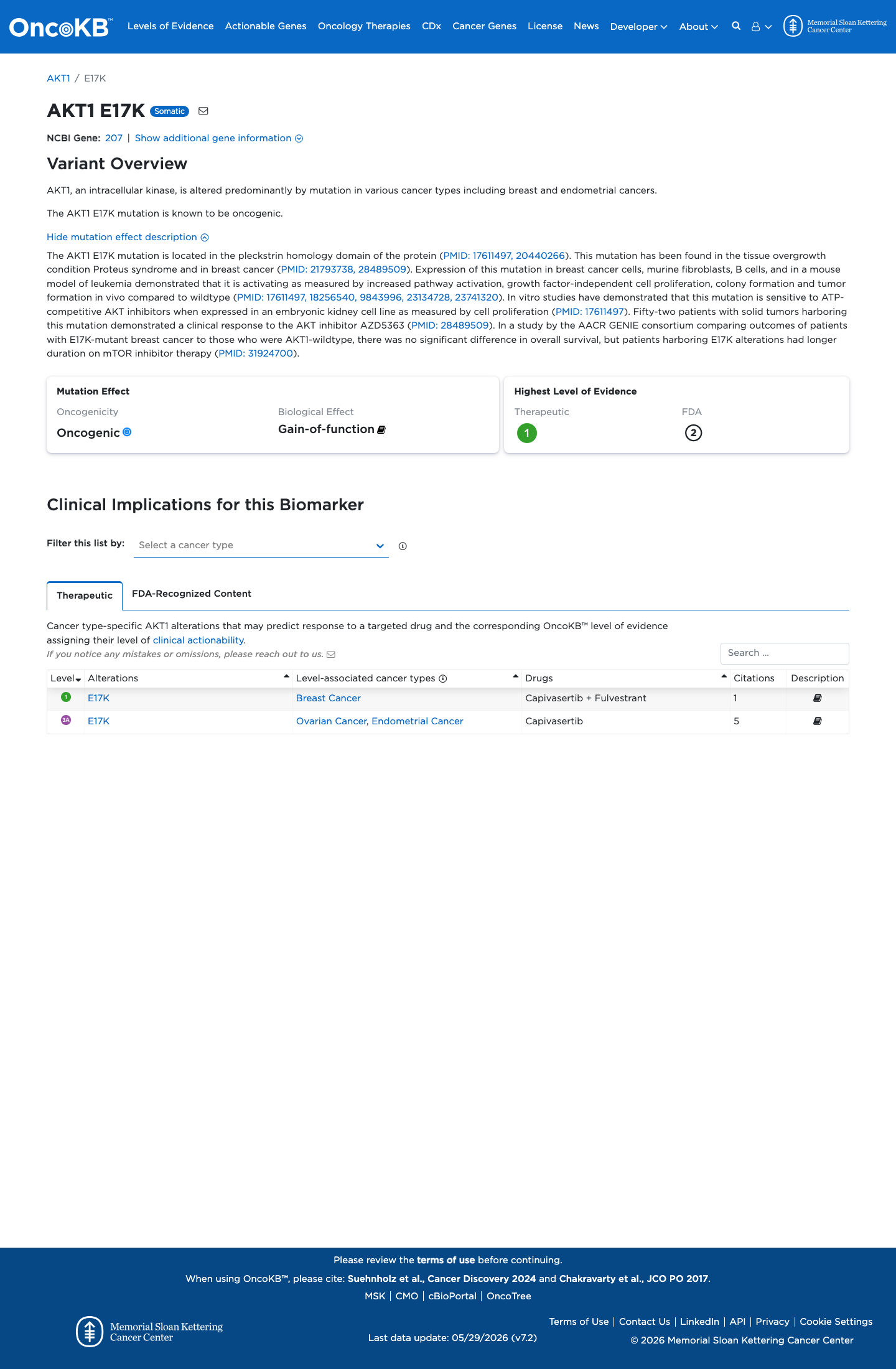 Functional / OncoKB screenshot
