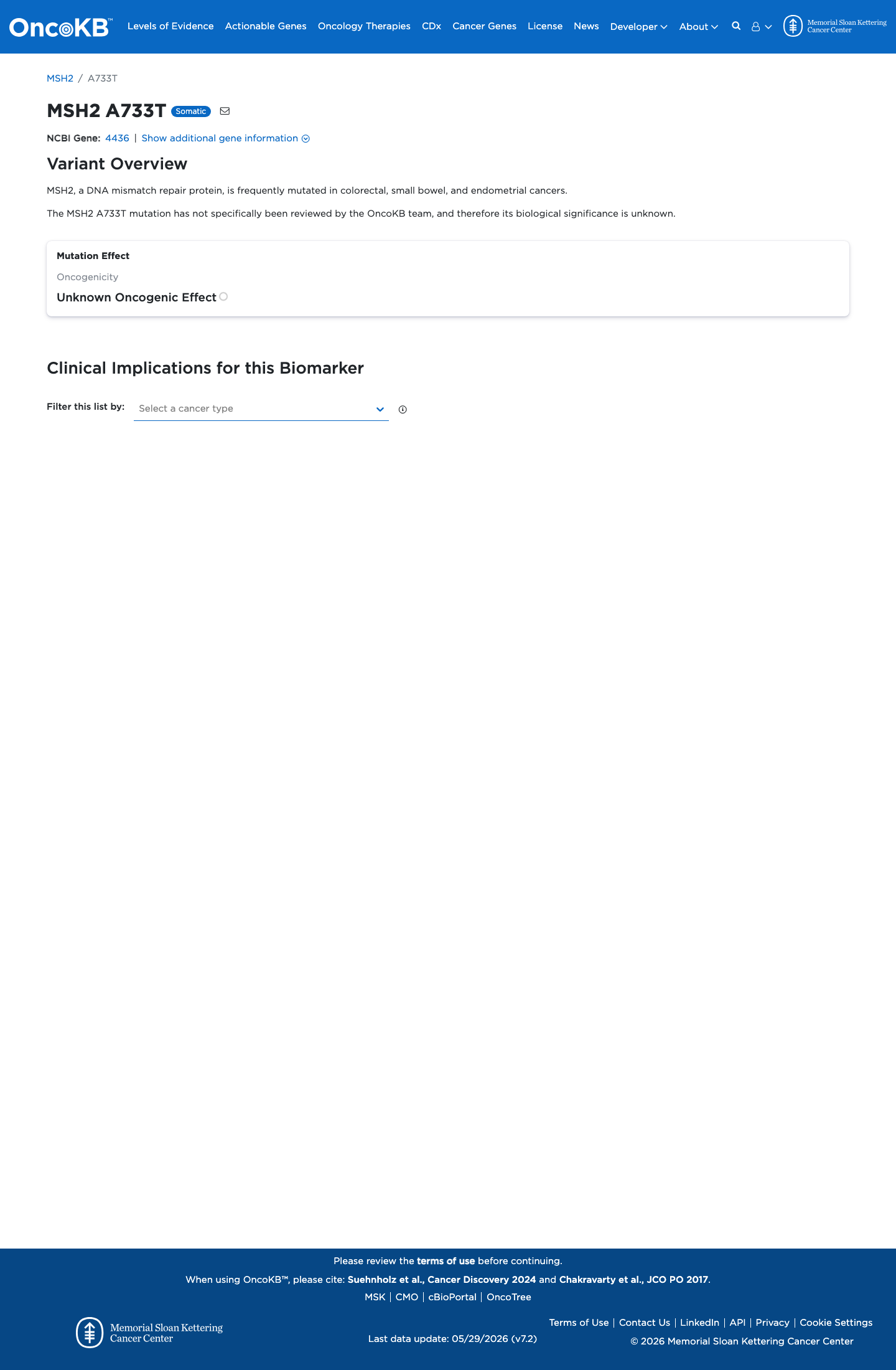 Functional / OncoKB screenshot