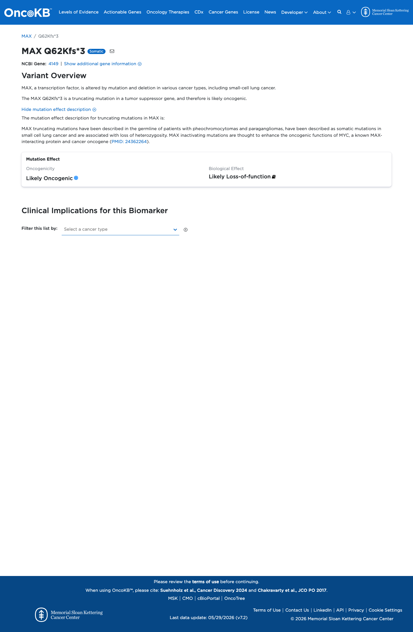 Functional / OncoKB screenshot