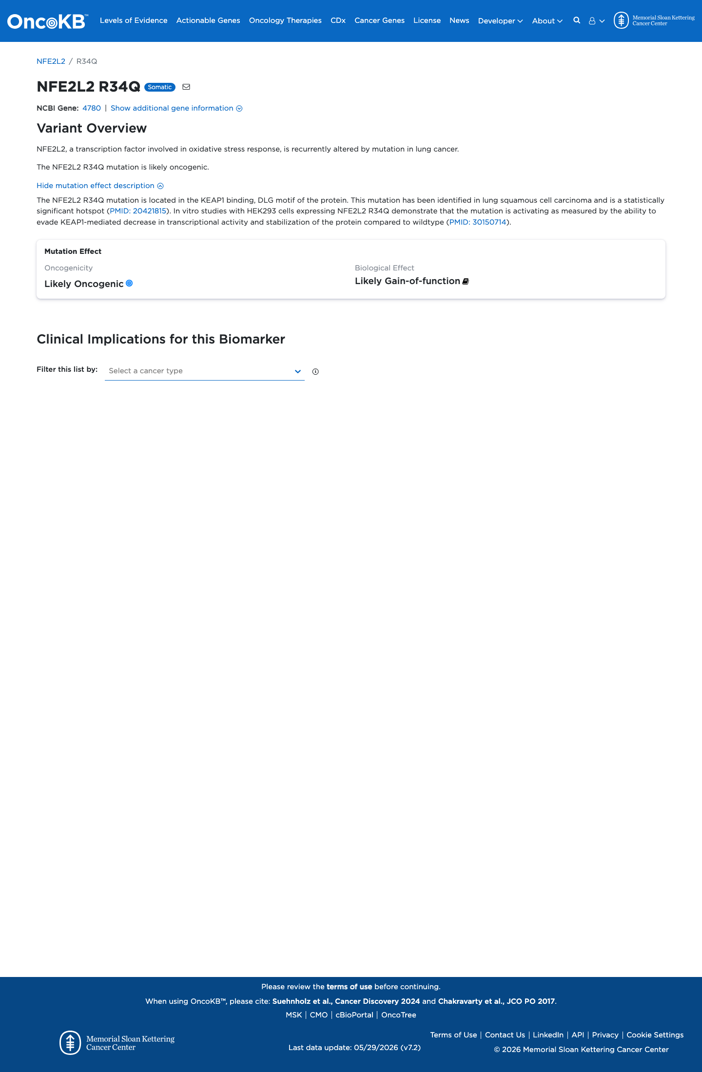 Functional / OncoKB screenshot