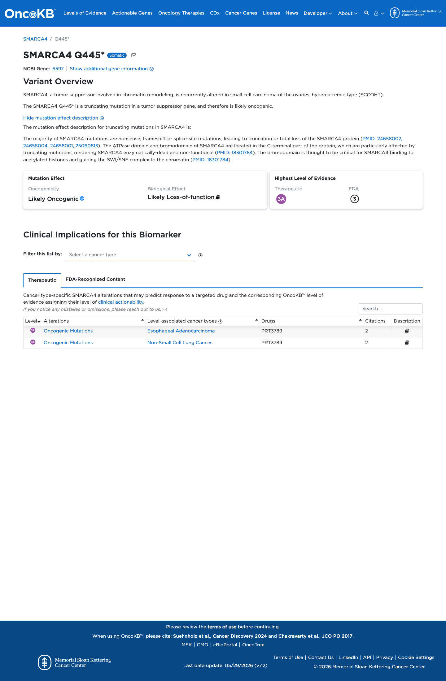 Functional / OncoKB screenshot