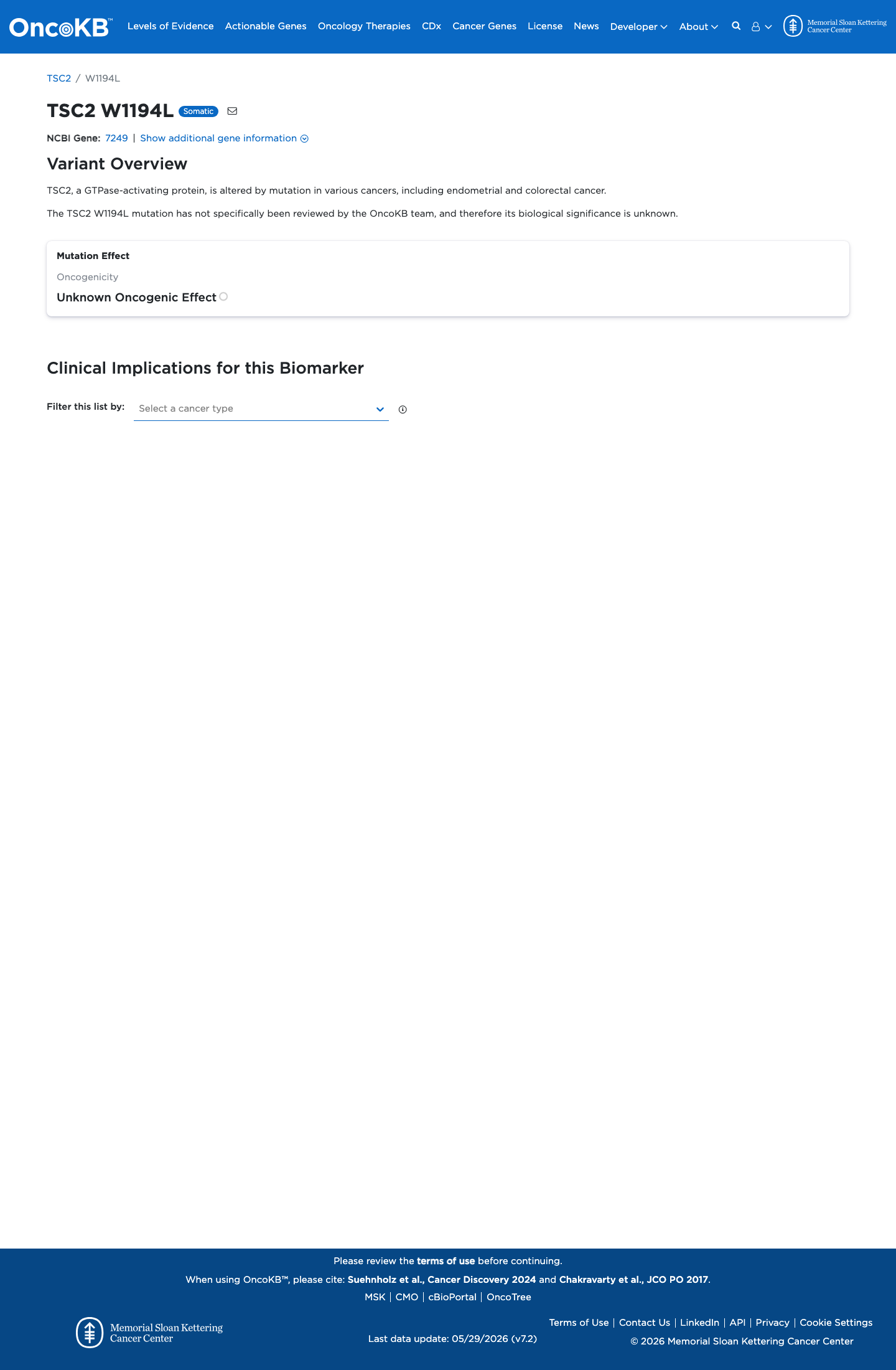 Functional / OncoKB screenshot