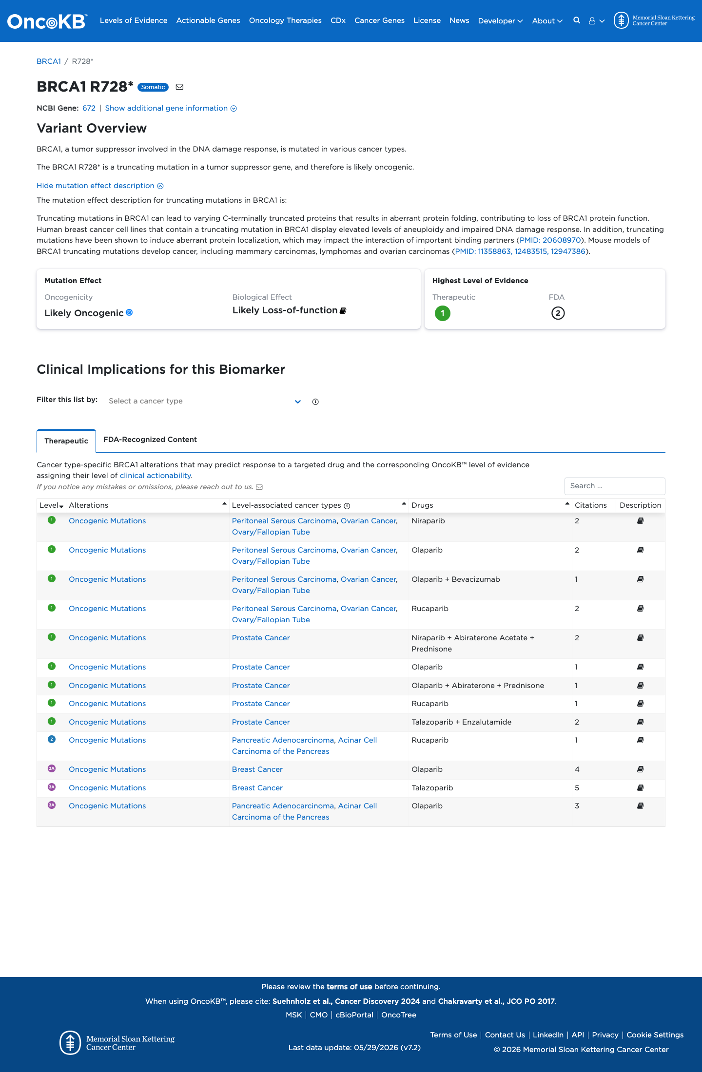 Functional / OncoKB screenshot