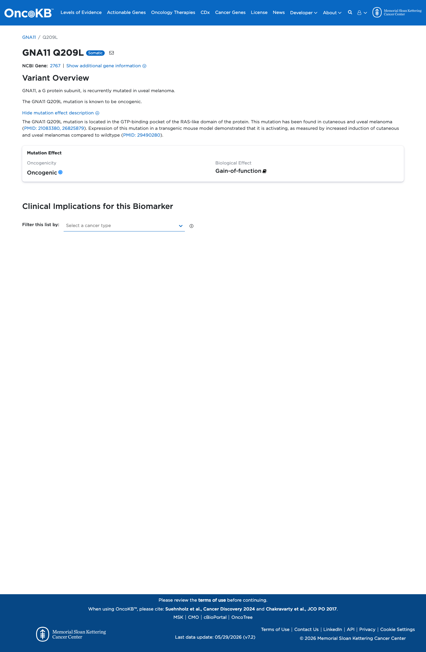 Functional / OncoKB screenshot