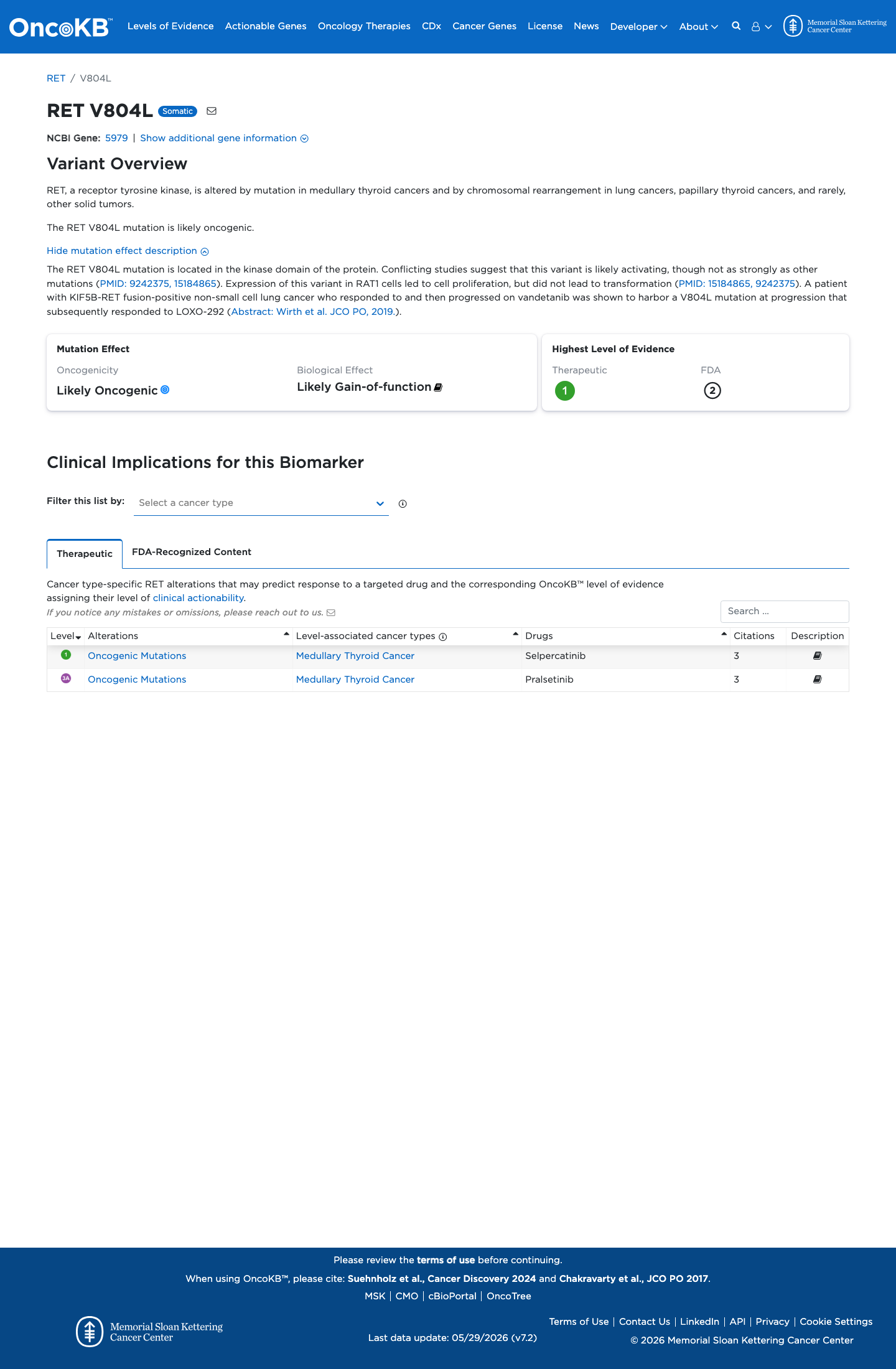 Functional / OncoKB screenshot