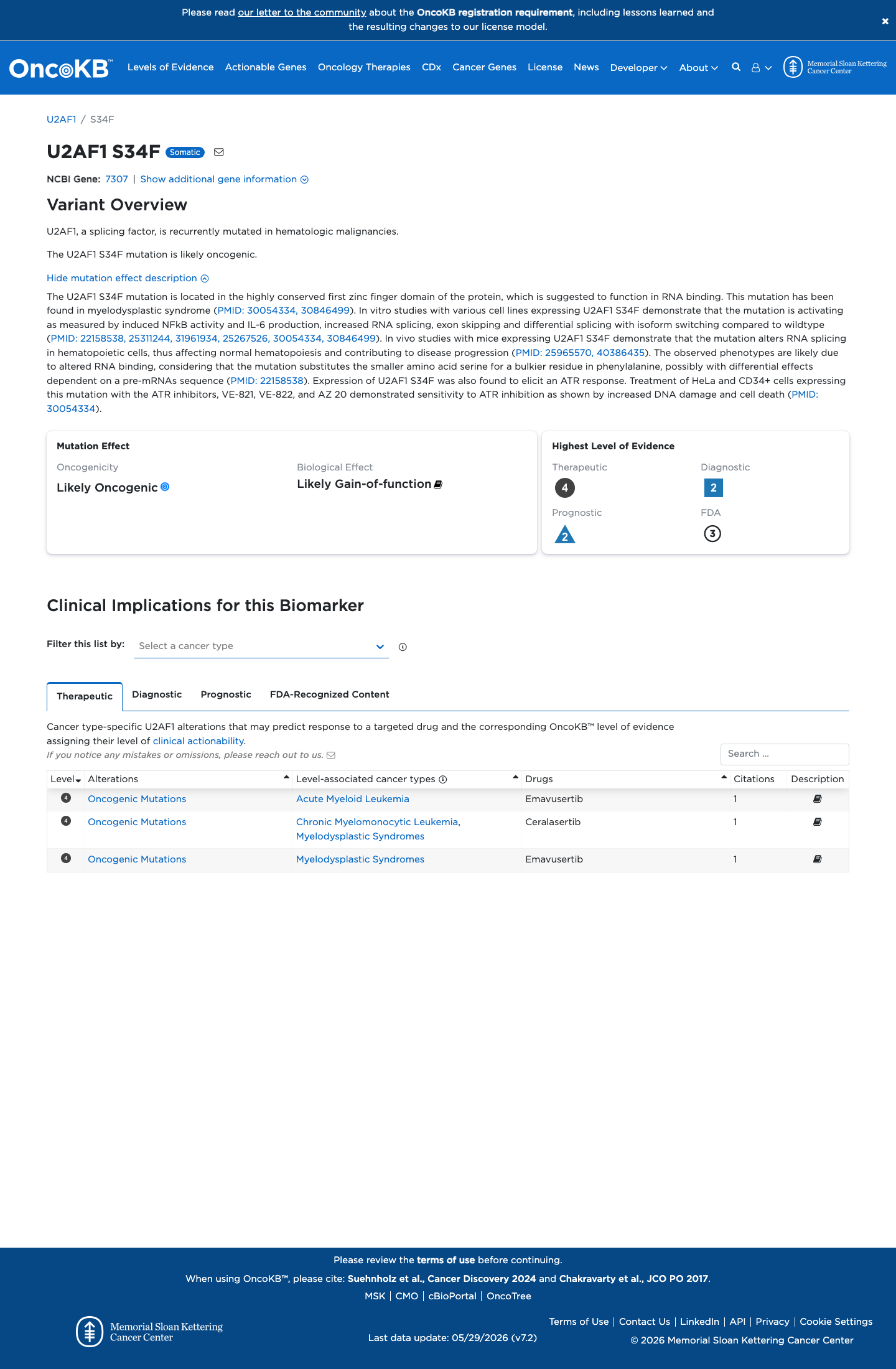 Functional / OncoKB screenshot