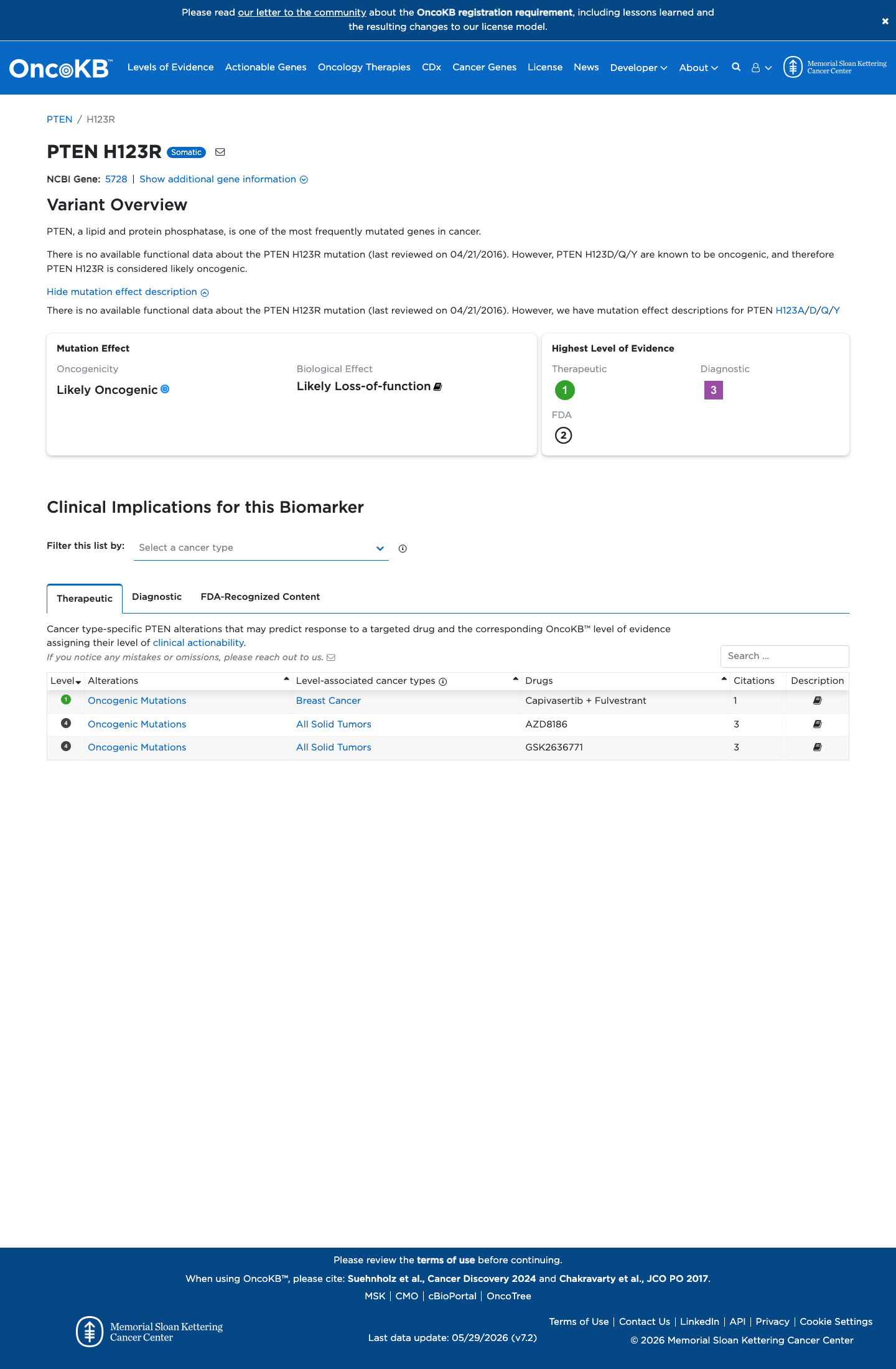 Functional / OncoKB screenshot