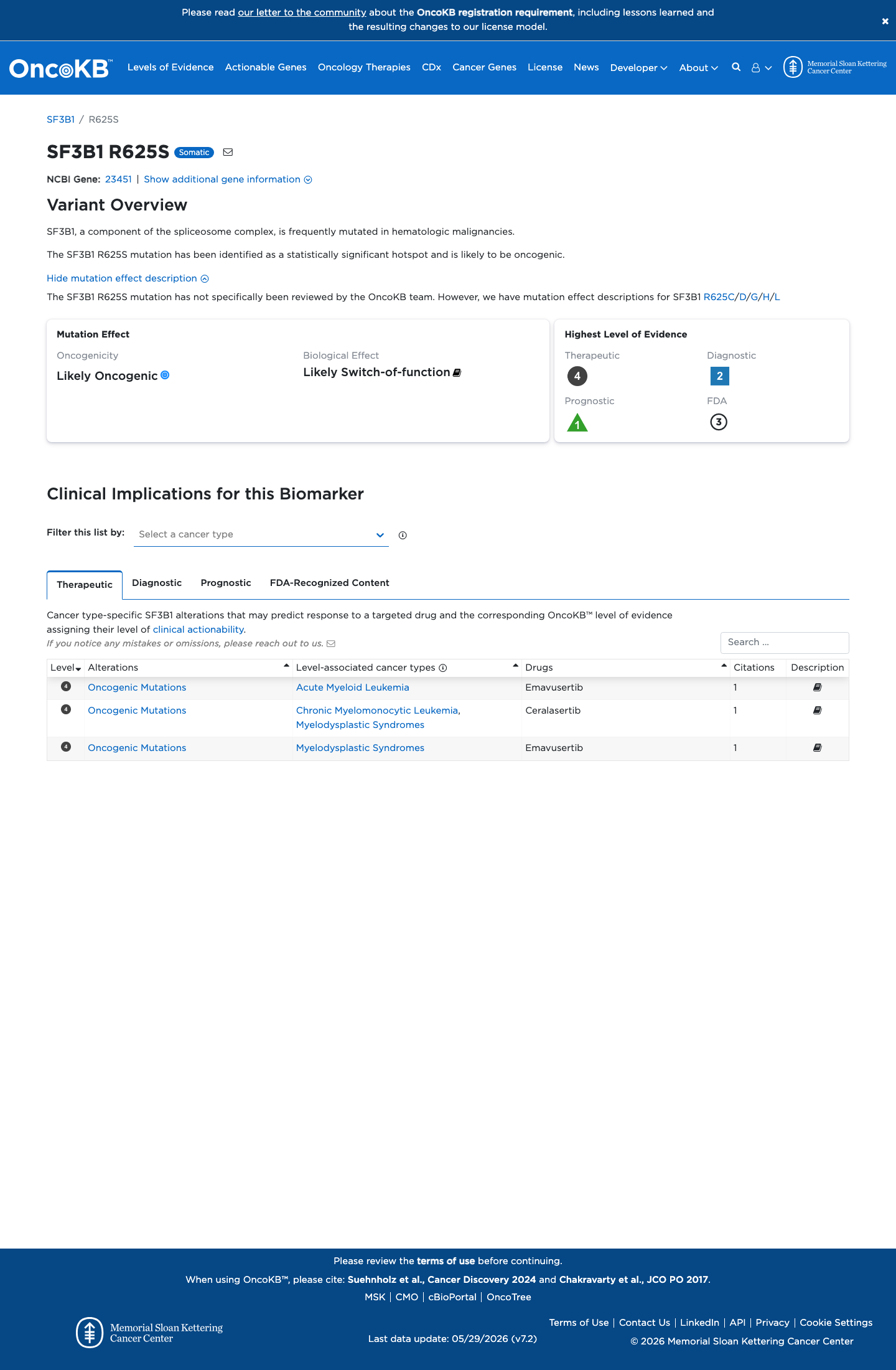 Functional / OncoKB screenshot