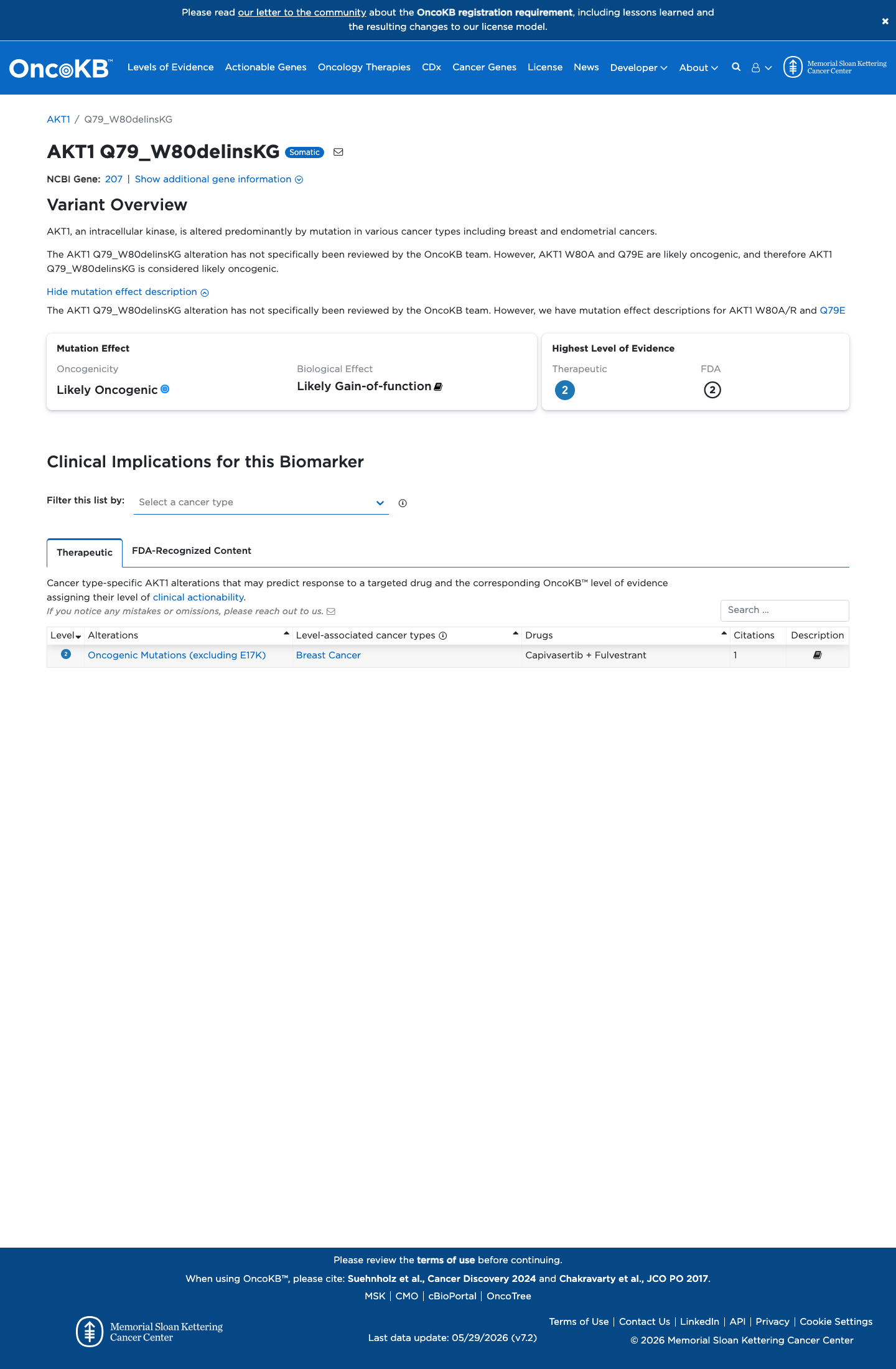 Functional / OncoKB screenshot
