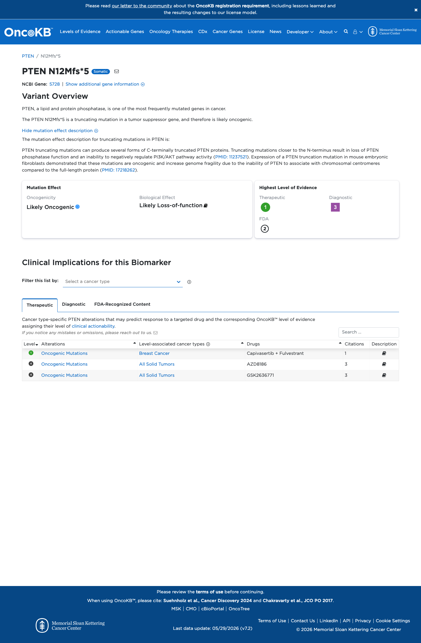 Functional / OncoKB screenshot