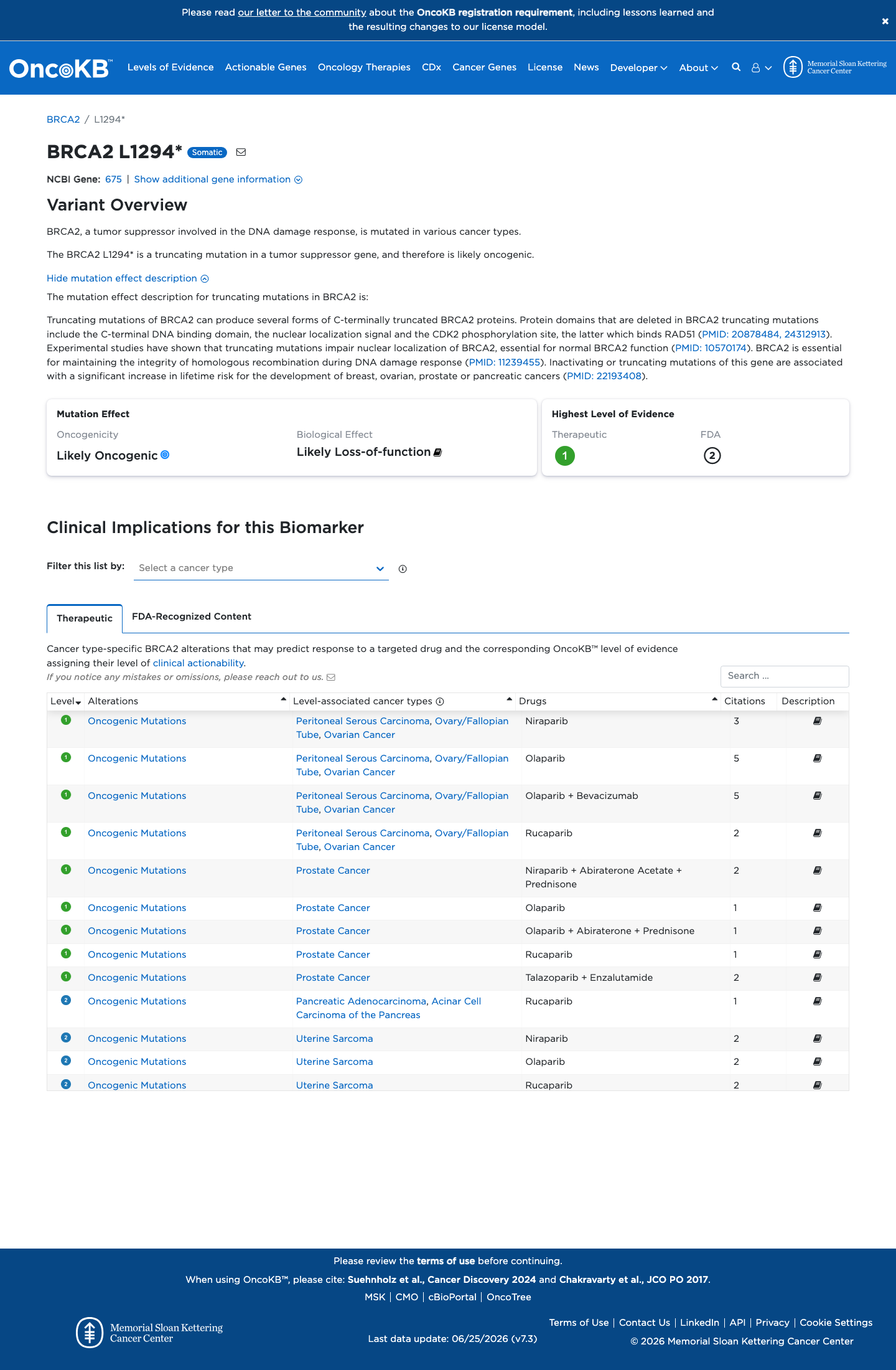 Functional / OncoKB screenshot