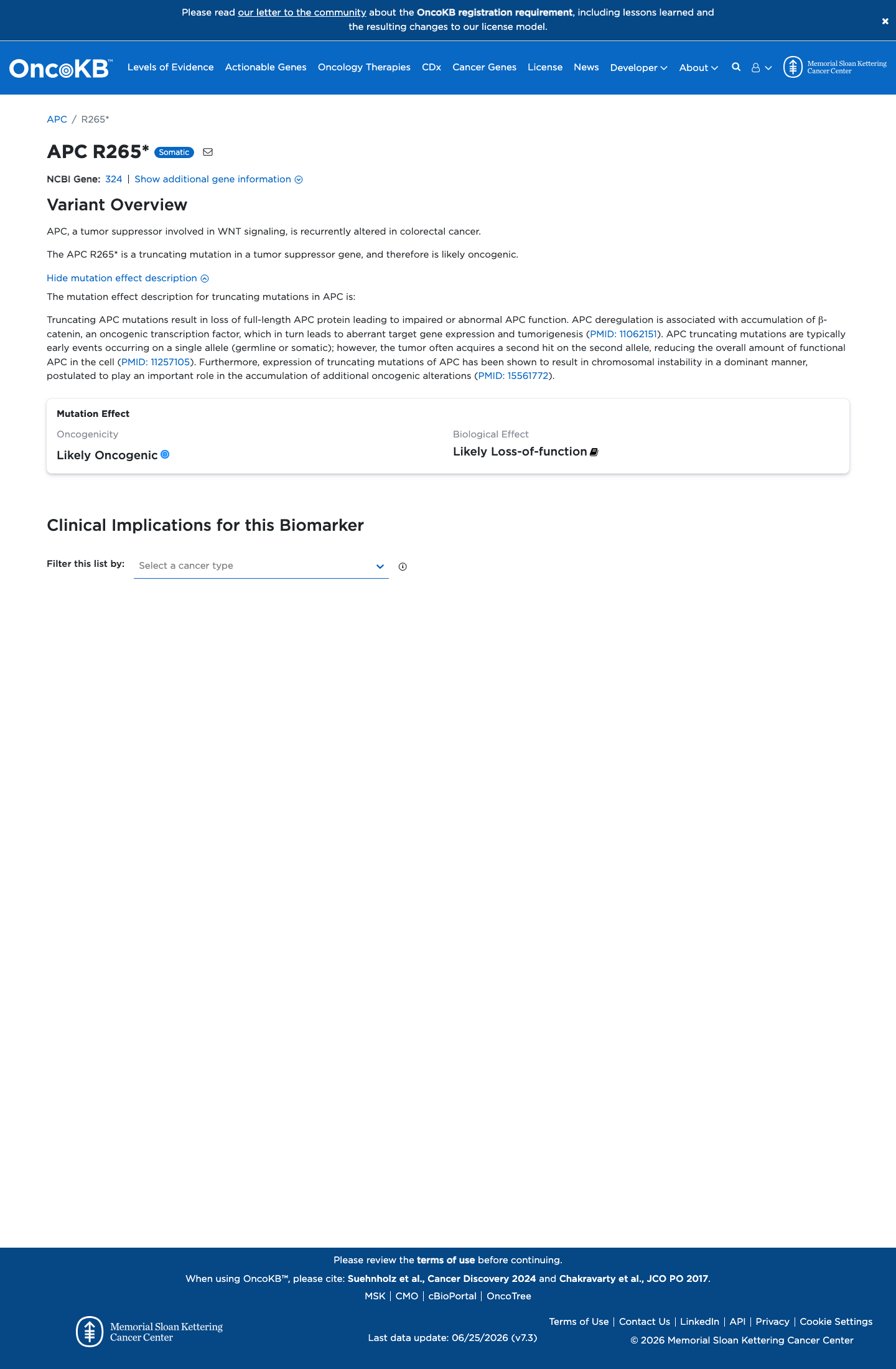 Functional / OncoKB screenshot