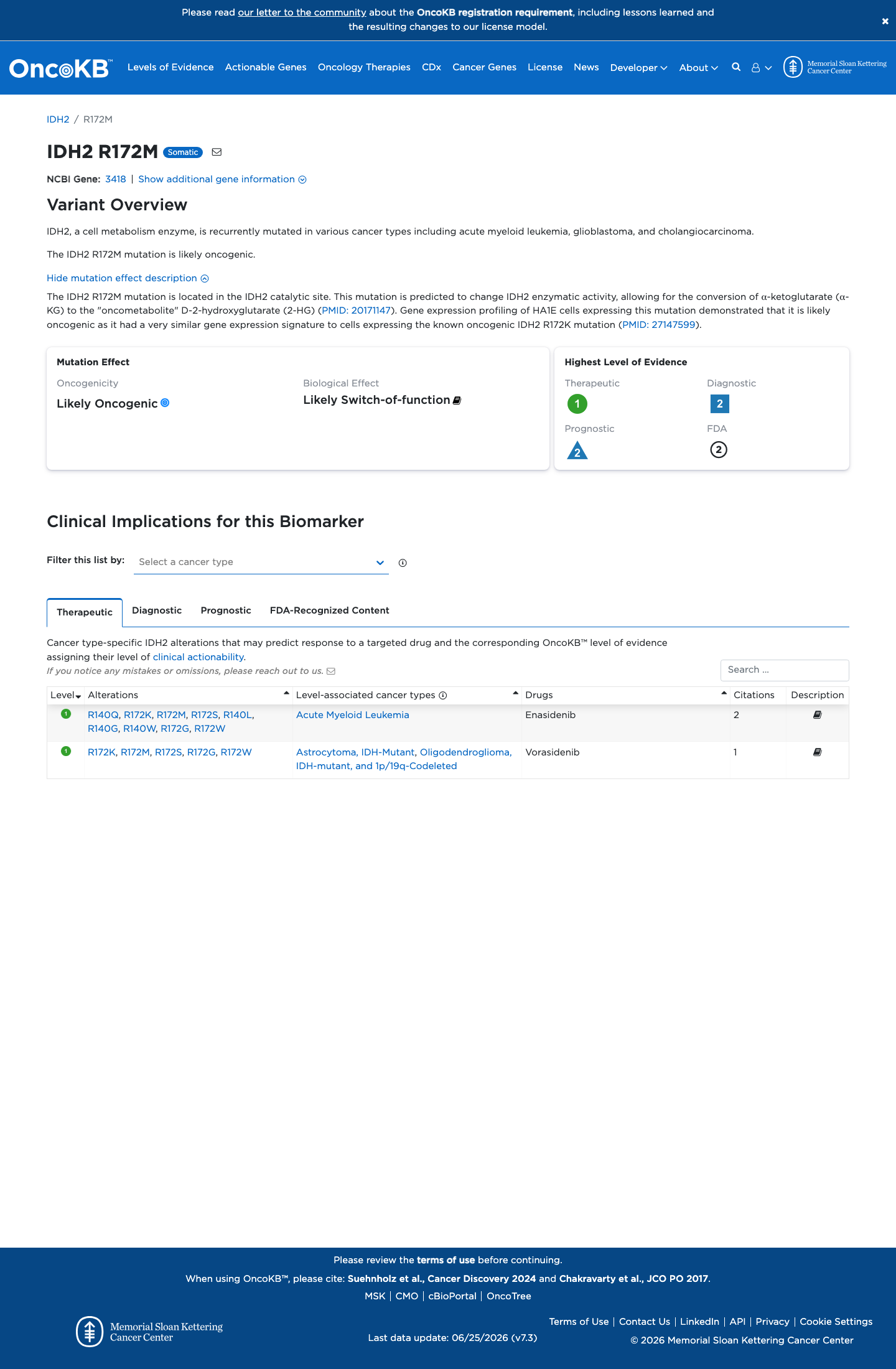 Functional / OncoKB screenshot