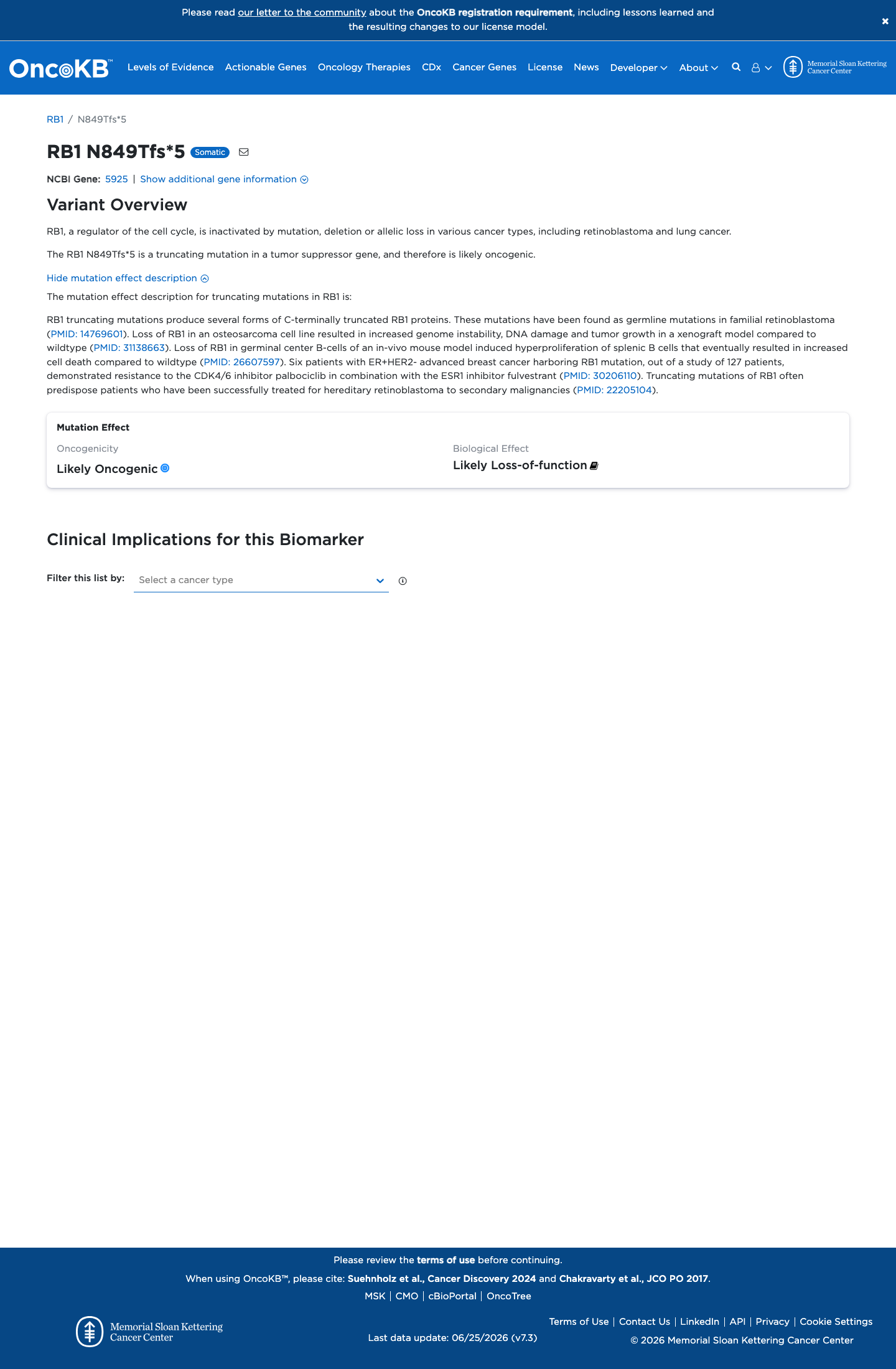 Functional / OncoKB screenshot