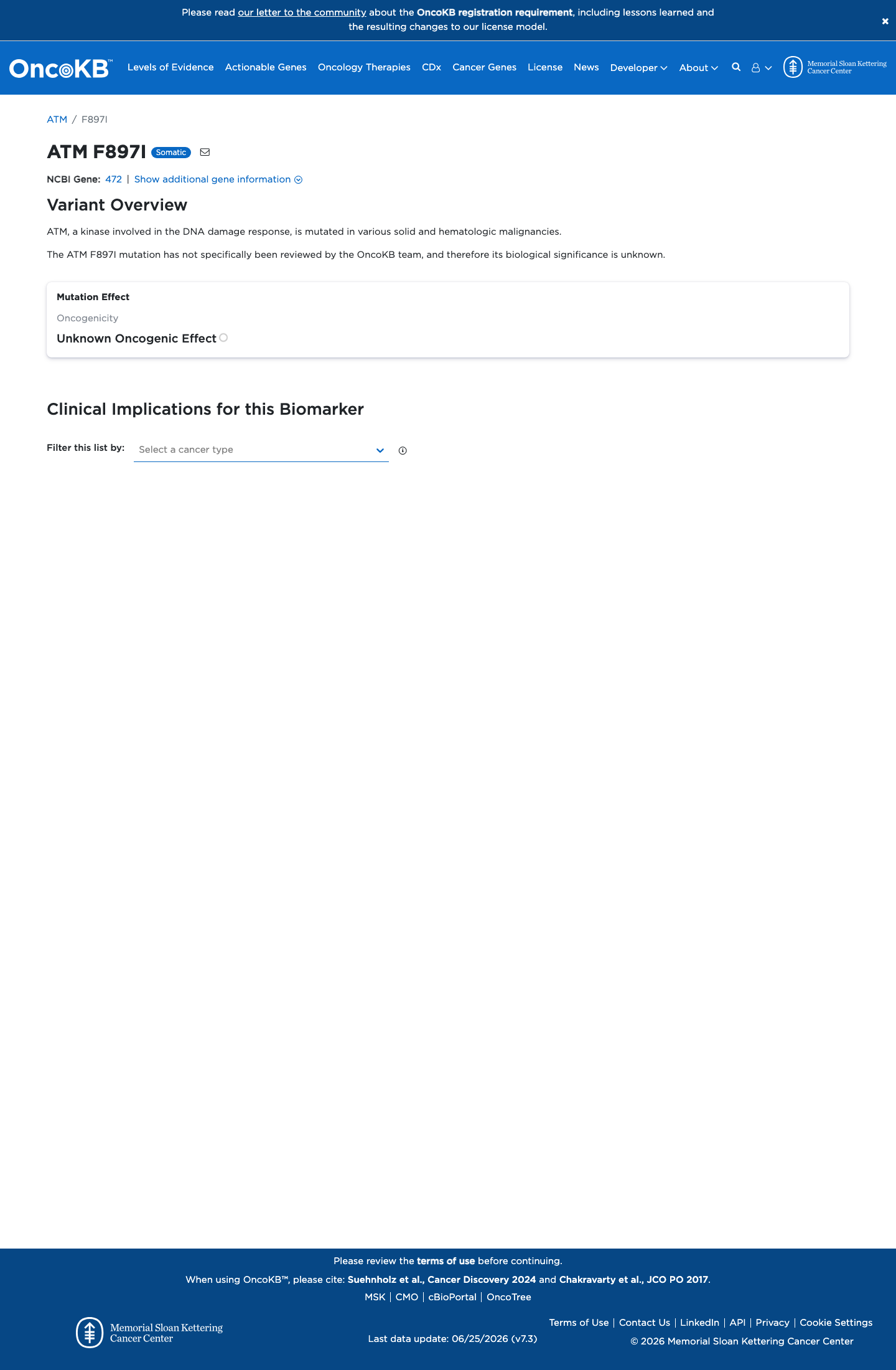 Functional / OncoKB screenshot