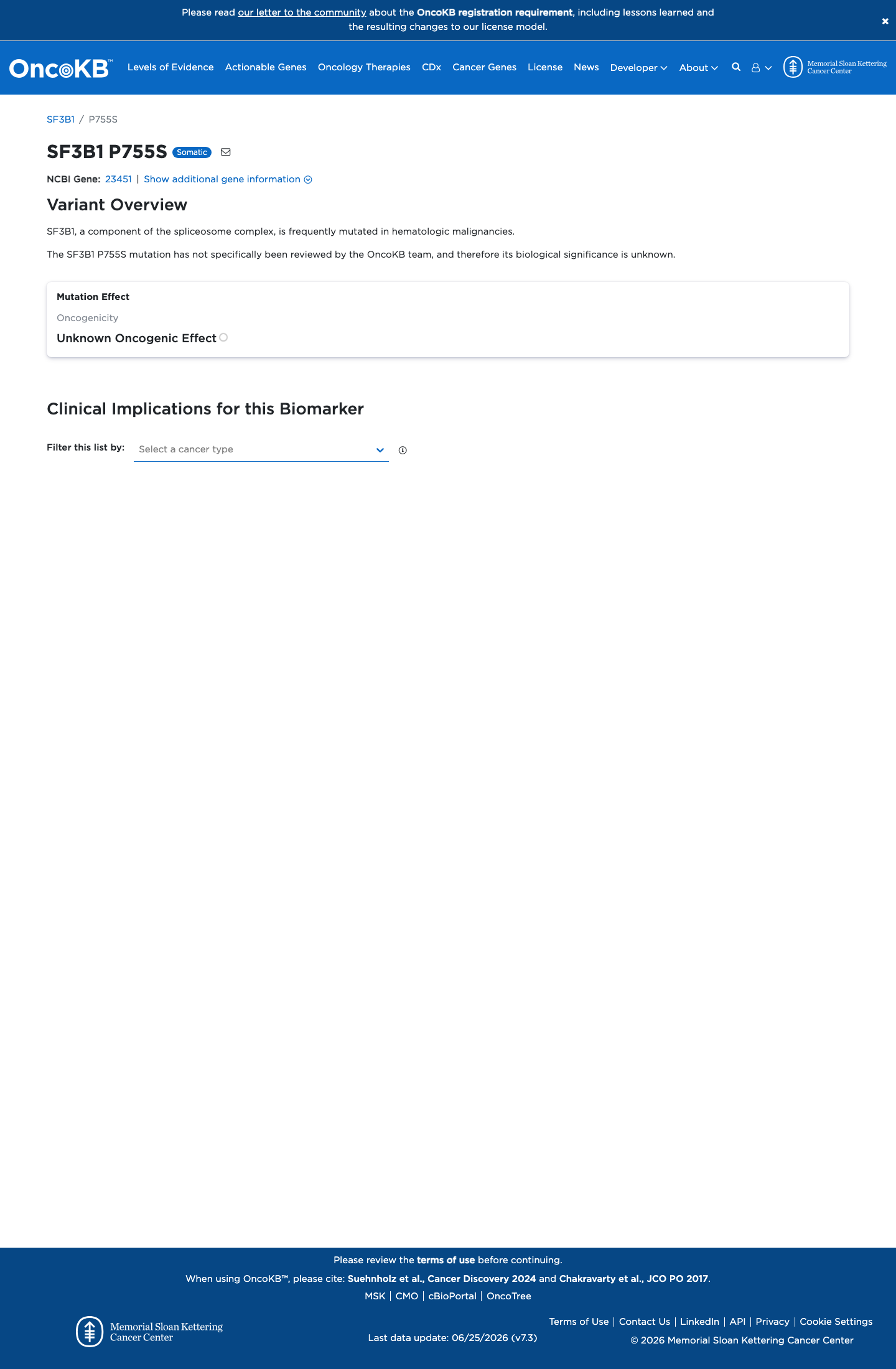 Functional / OncoKB screenshot