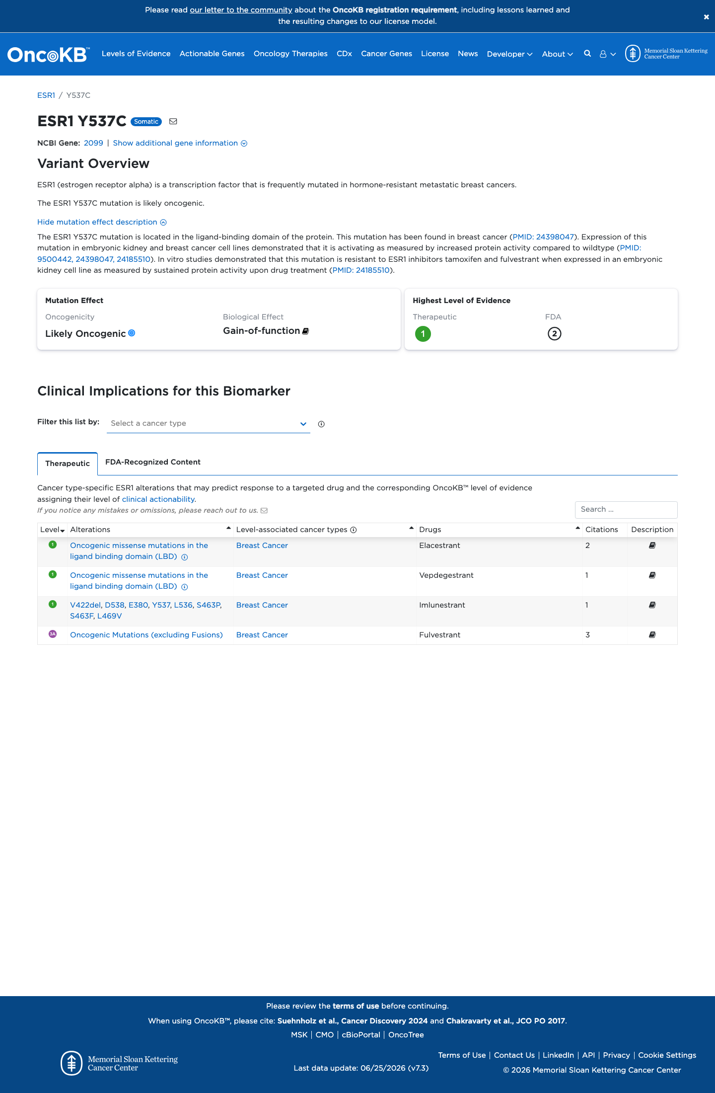 Functional / OncoKB screenshot