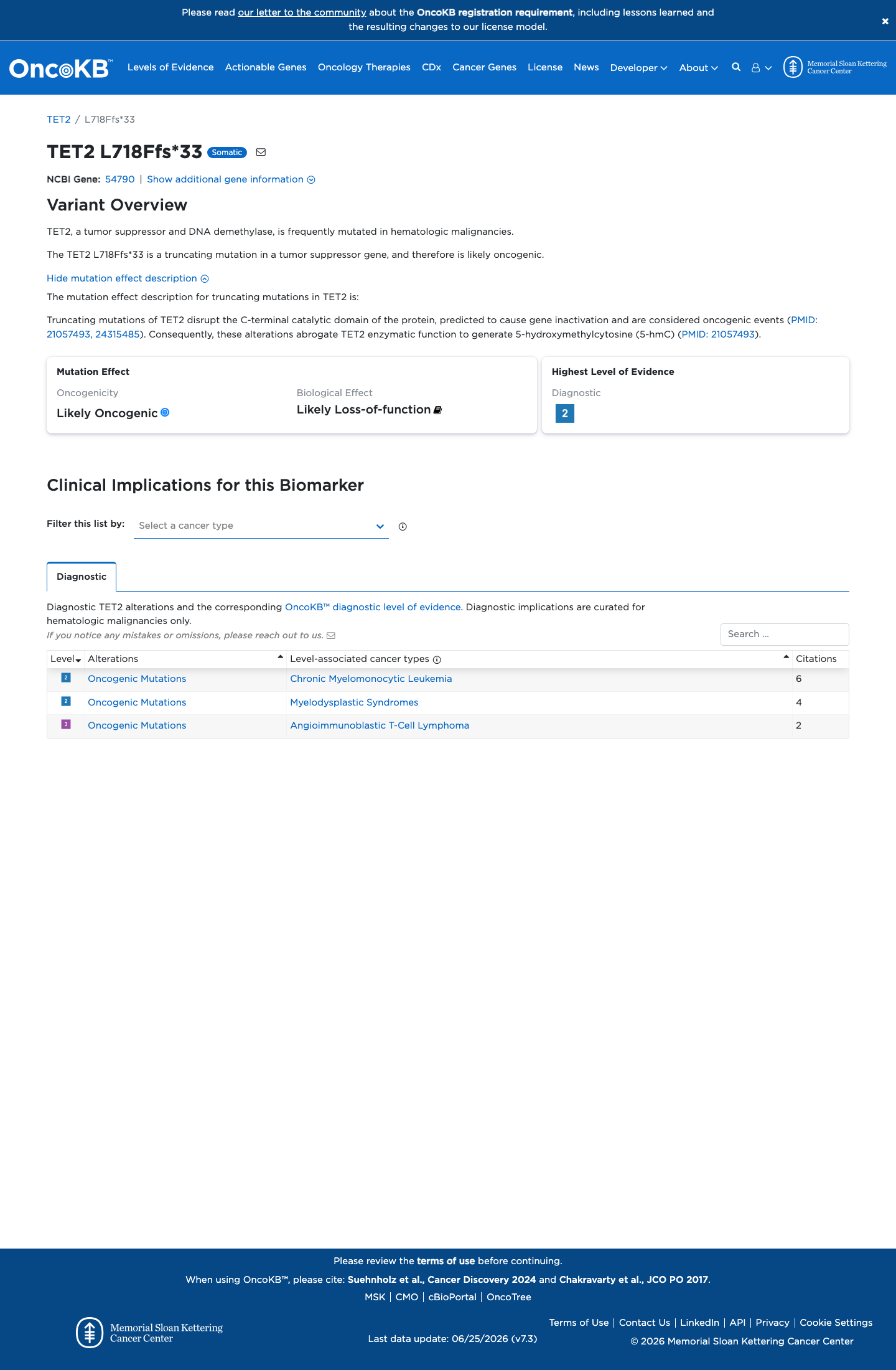 Functional / OncoKB screenshot