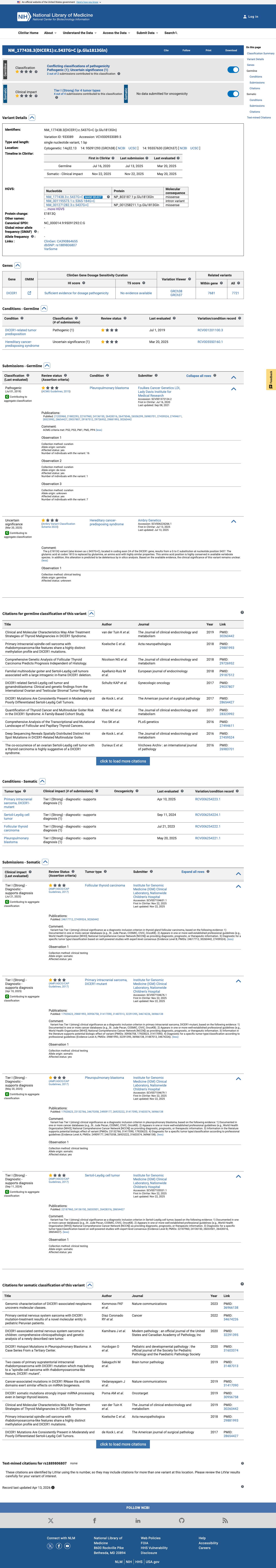 ClinVar screenshot