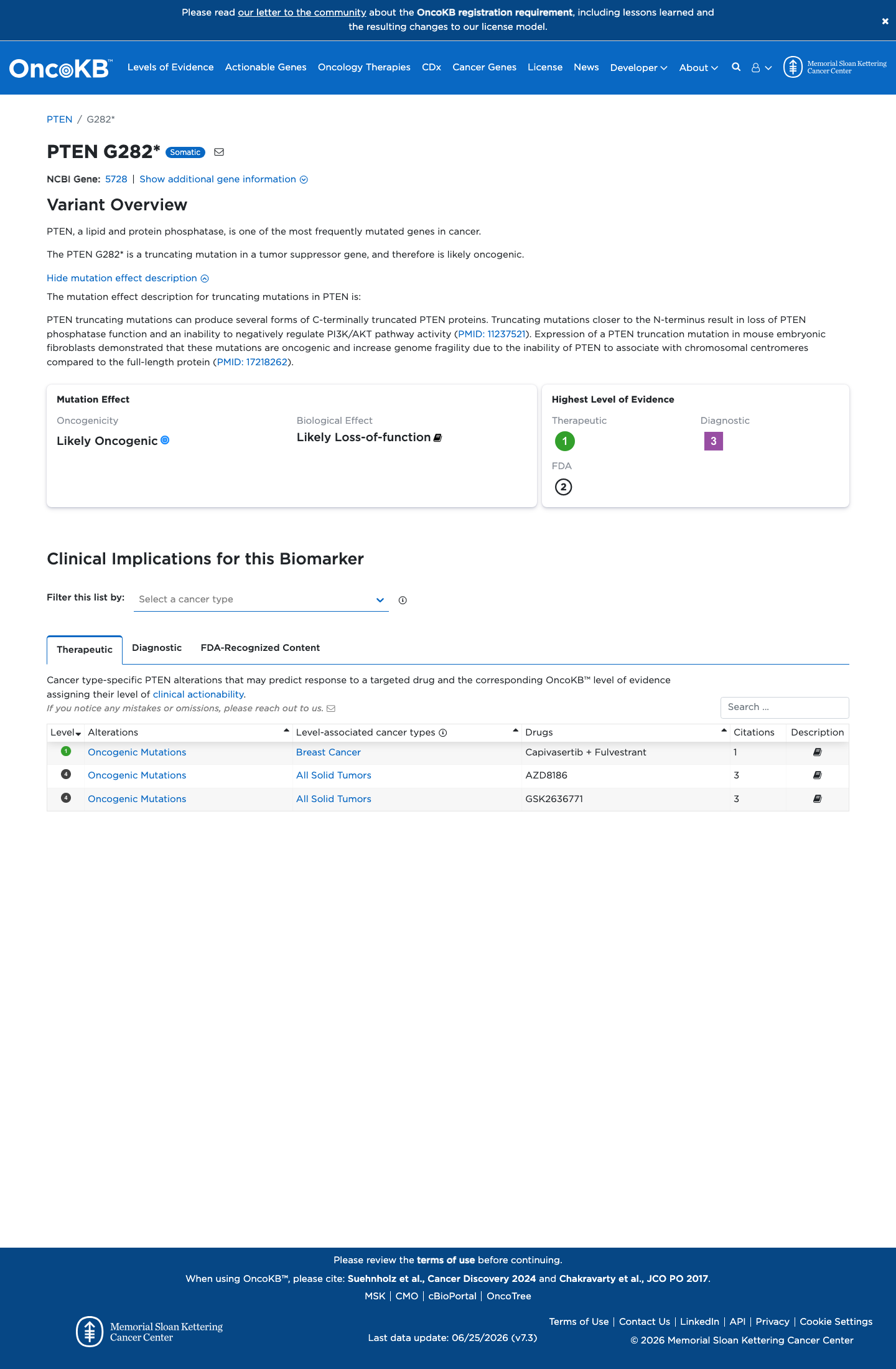 Functional / OncoKB screenshot