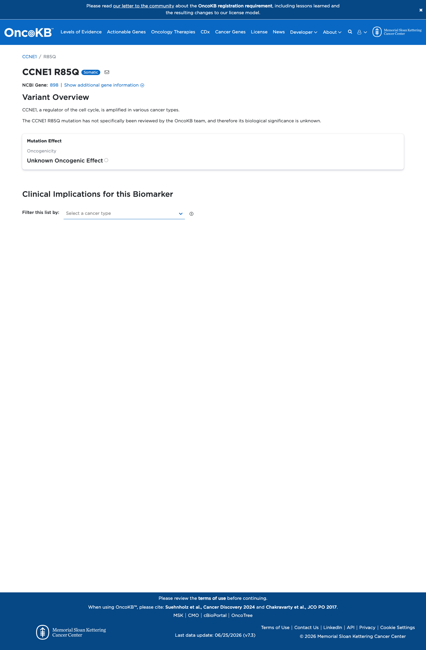 Functional / OncoKB screenshot