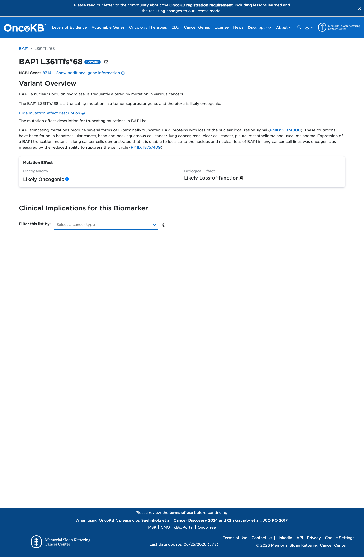 Functional / OncoKB screenshot