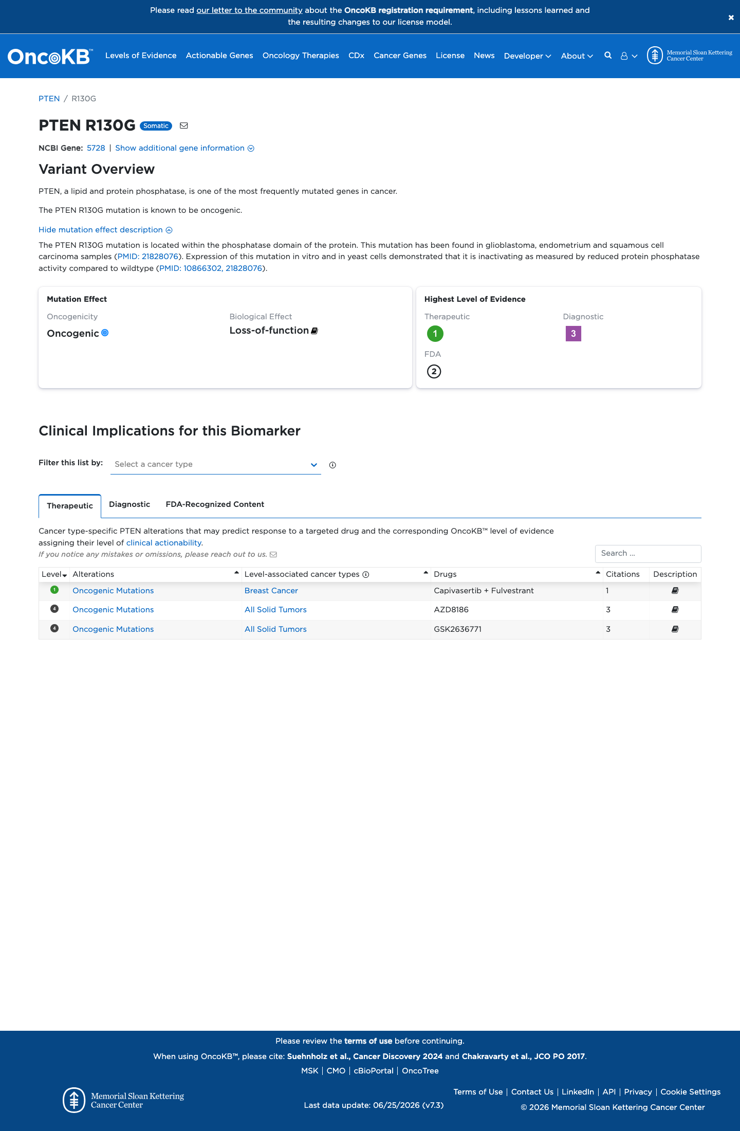 Functional / OncoKB screenshot