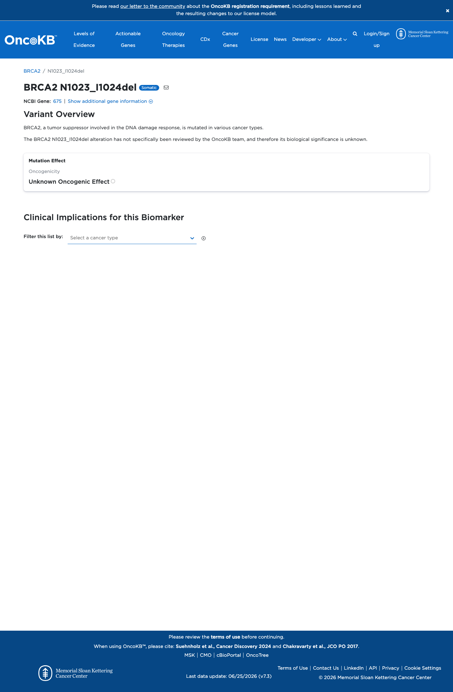 Functional / OncoKB screenshot