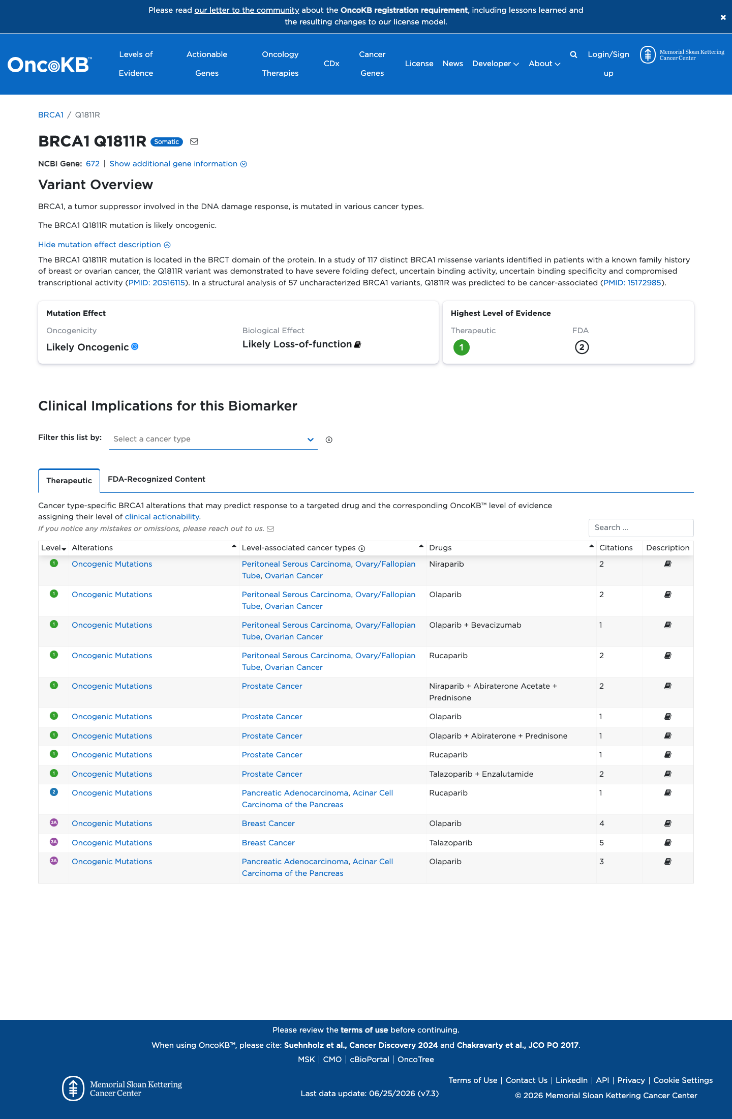 Functional / OncoKB screenshot