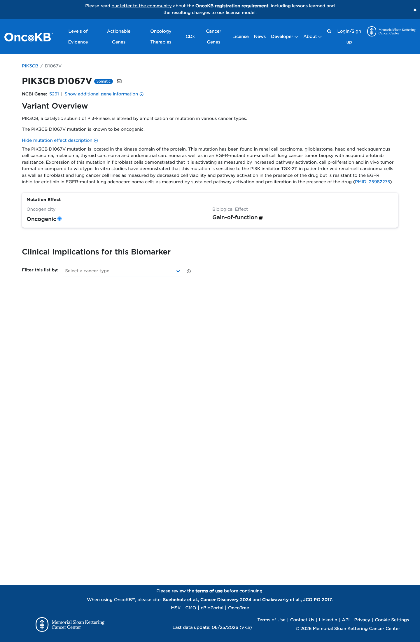 Functional / OncoKB screenshot