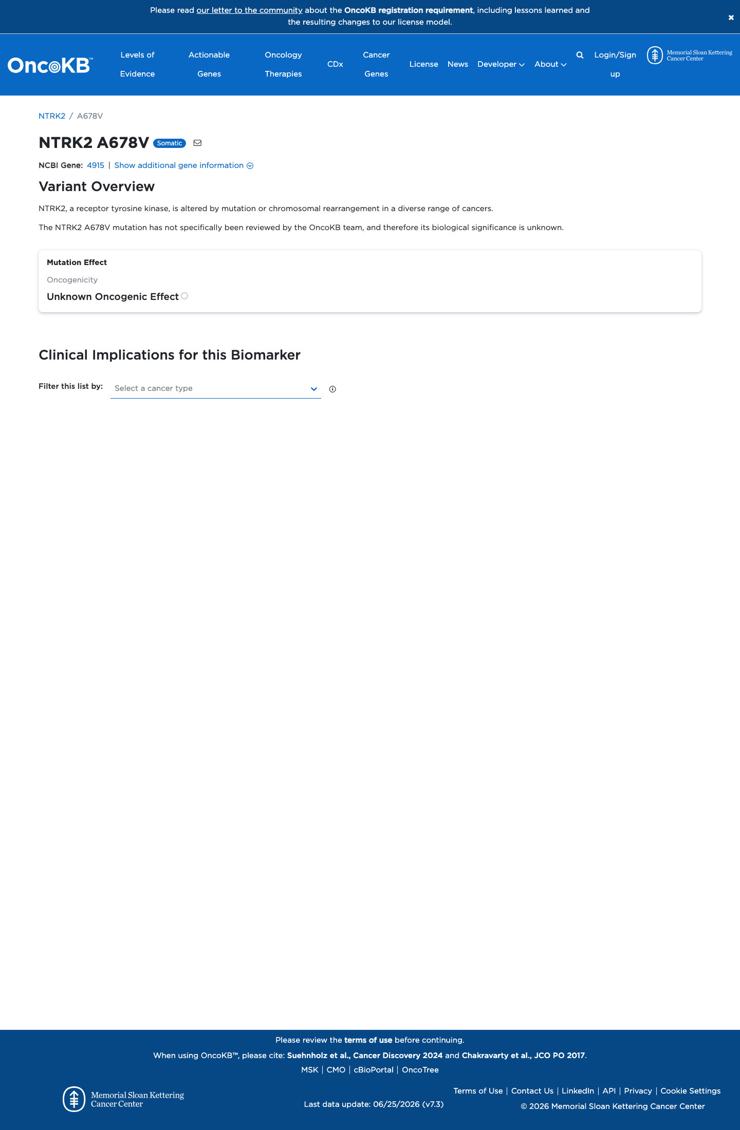 Functional / OncoKB screenshot
